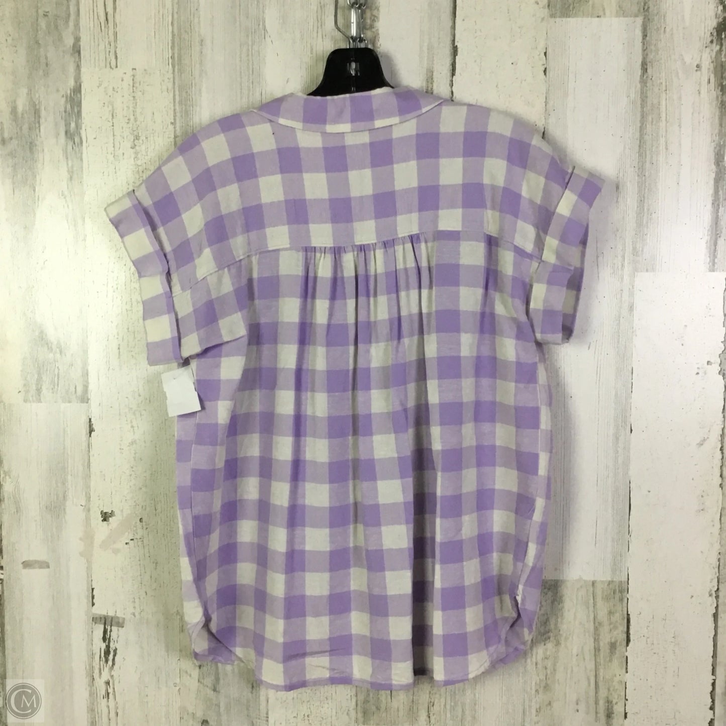 Blouse Short Sleeve By Loft In Purple & White, Size: S