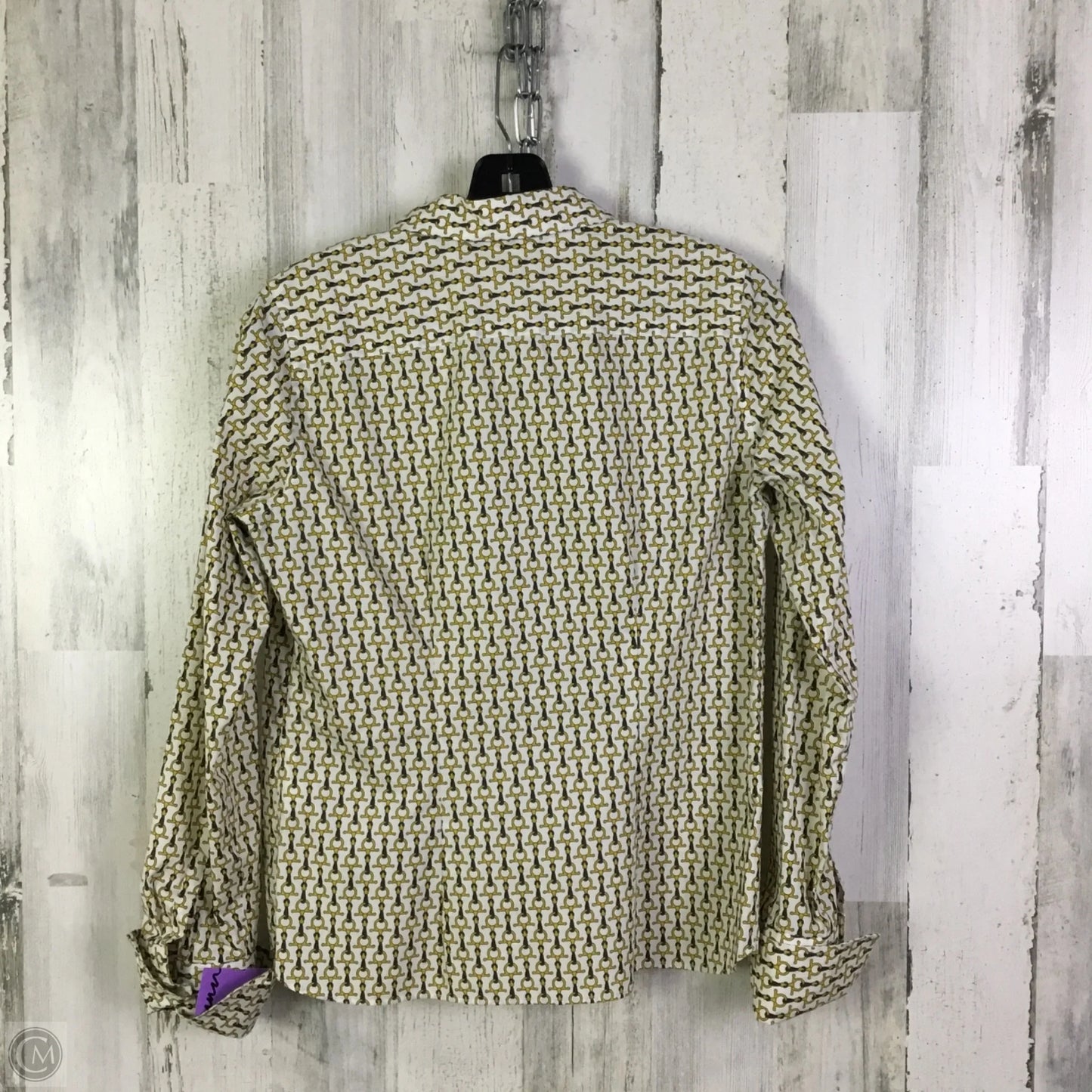 Blouse Long Sleeve By Lands End In White & Yellow, Size: Sp