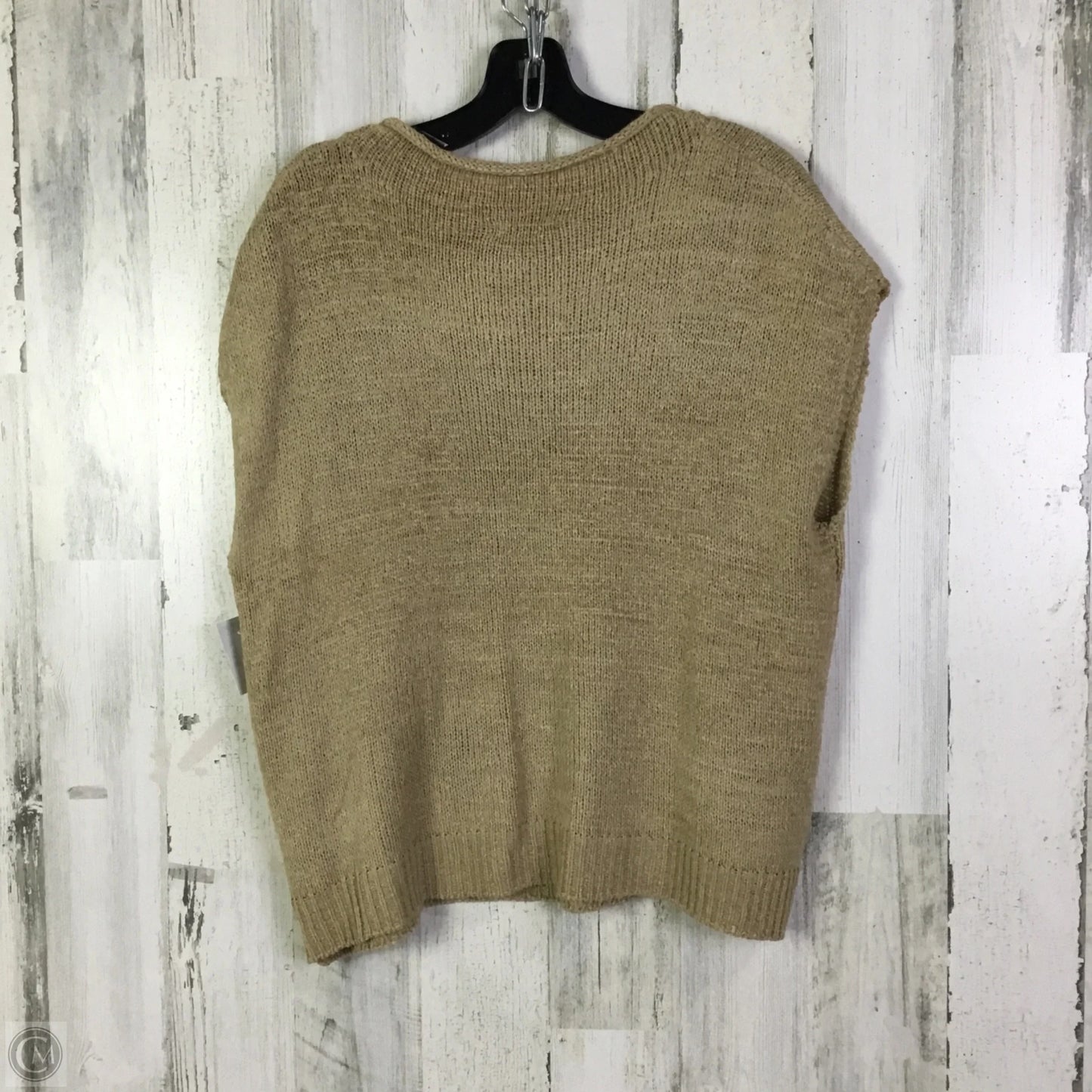 Sweater Short Sleeve By Cable And Gauge In Tan, Size: Xl