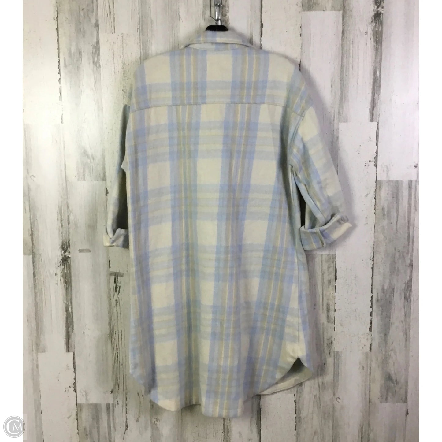 Jacket Shirt By Arizona In Blue & Cream, Size: M