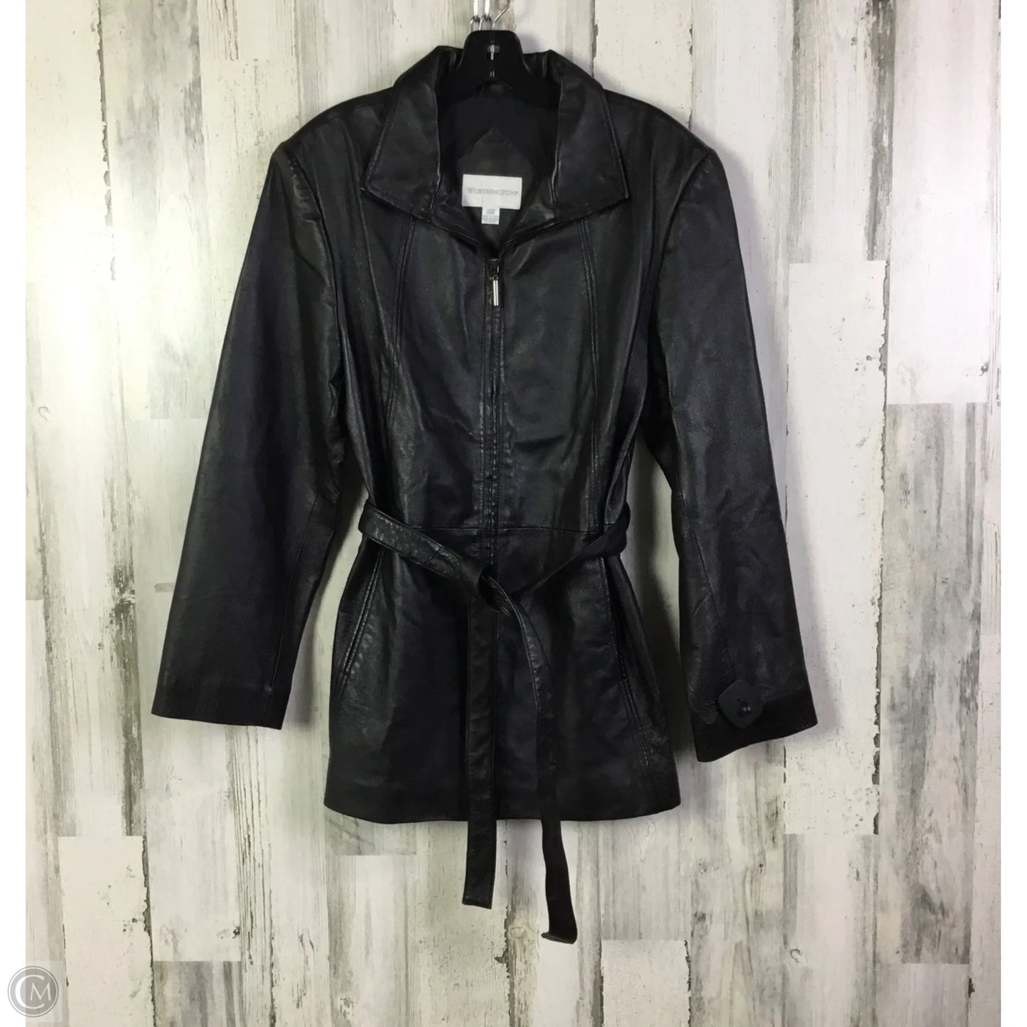 Jacket Leather By Worthington In Black, Size: L