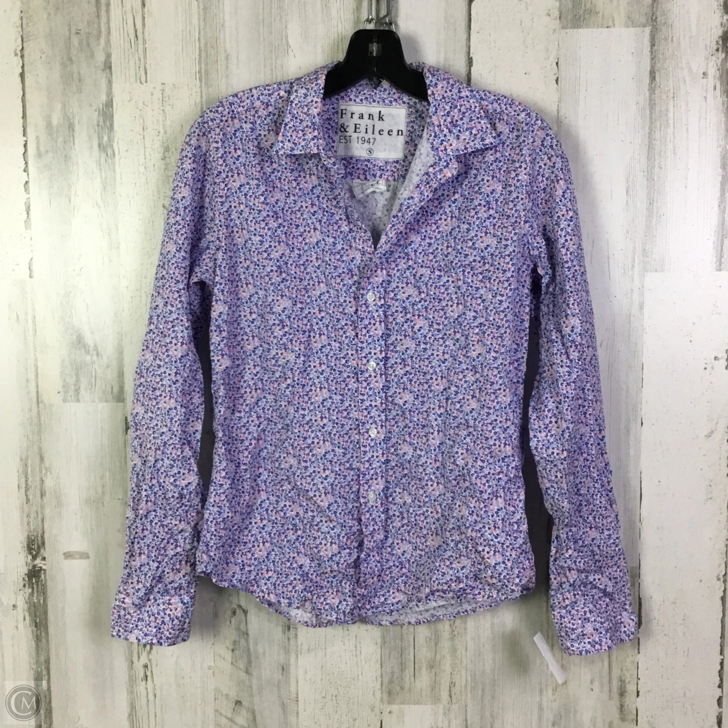 Blouse Long Sleeve By Frank And Eileen In Blue & Pink, Size: S