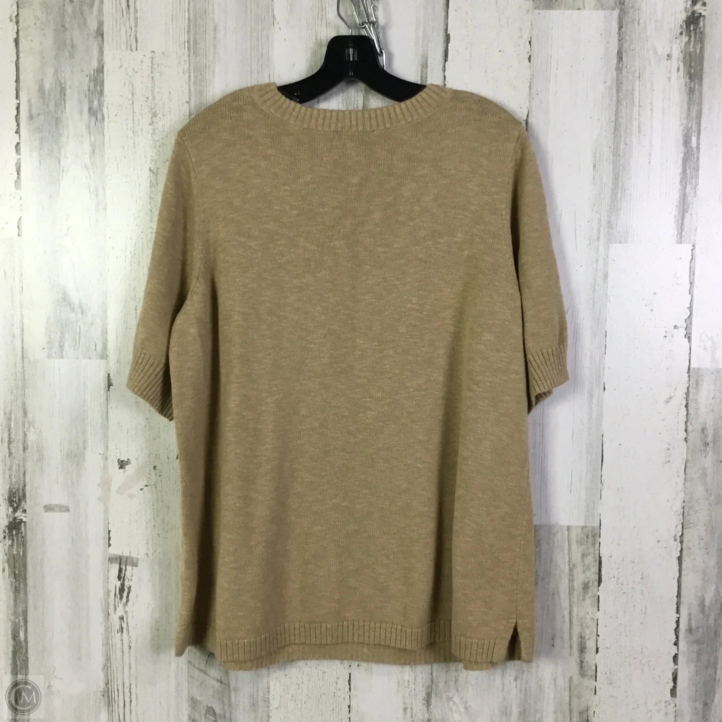 Sweater Short Sleeve By Denim And Company In Tan, Size: Xl