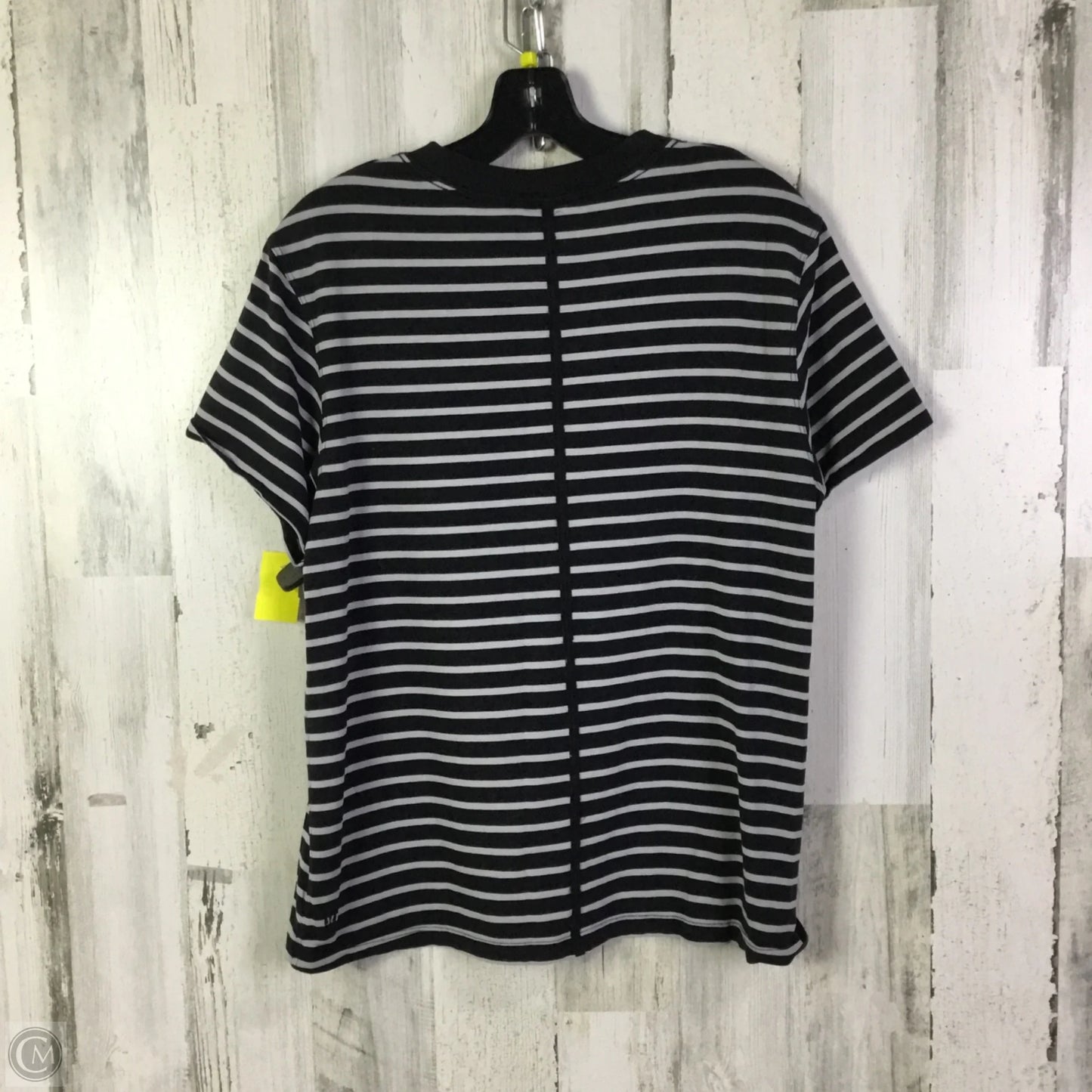 Athletic Top Short Sleeve By Lululemon In Black & Grey, Size: 12