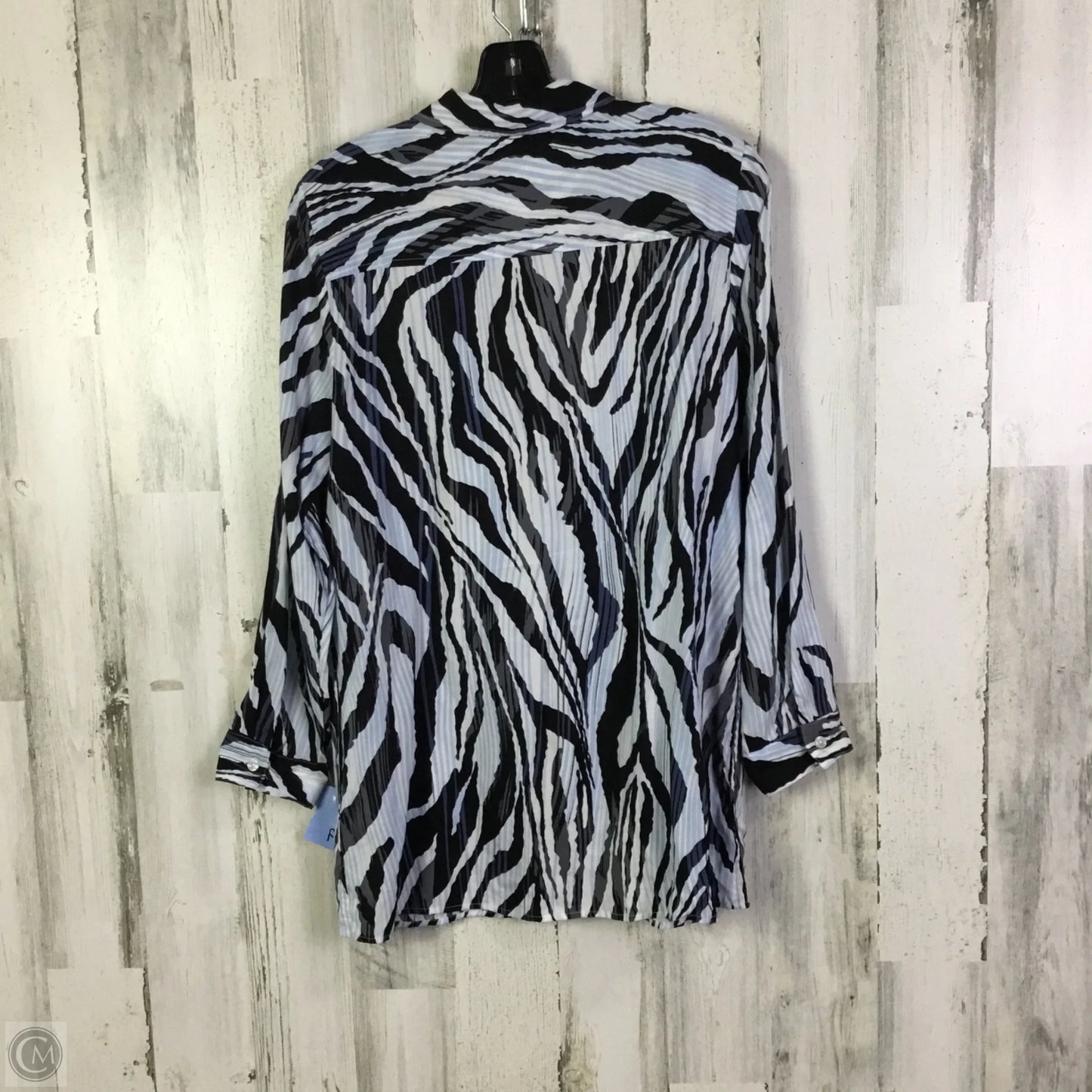 Blouse Long Sleeve By Chicos In Black & Blue, Size: M