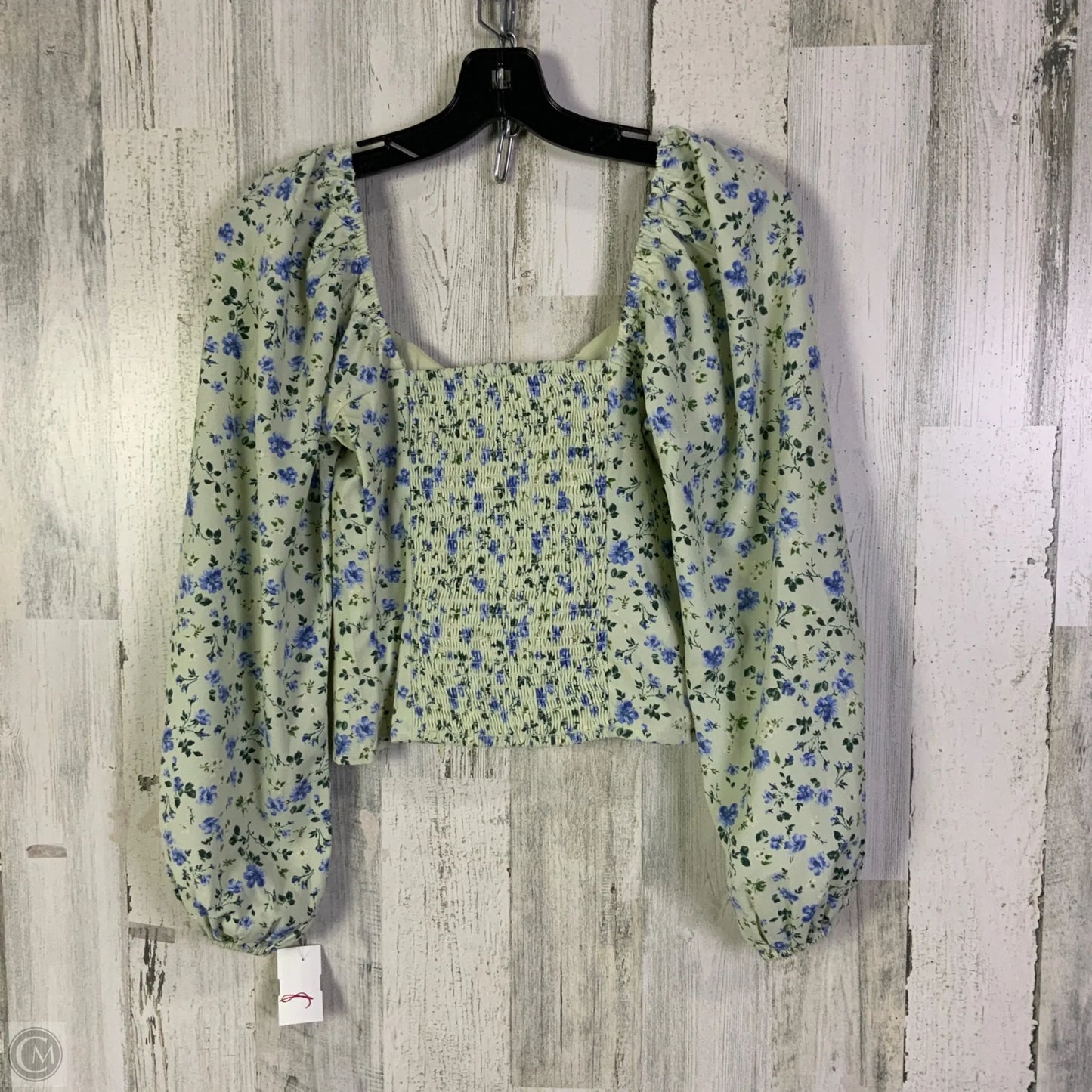 Top Long Sleeve By Abercrombie And Fitch In Green & Purple, Size: S