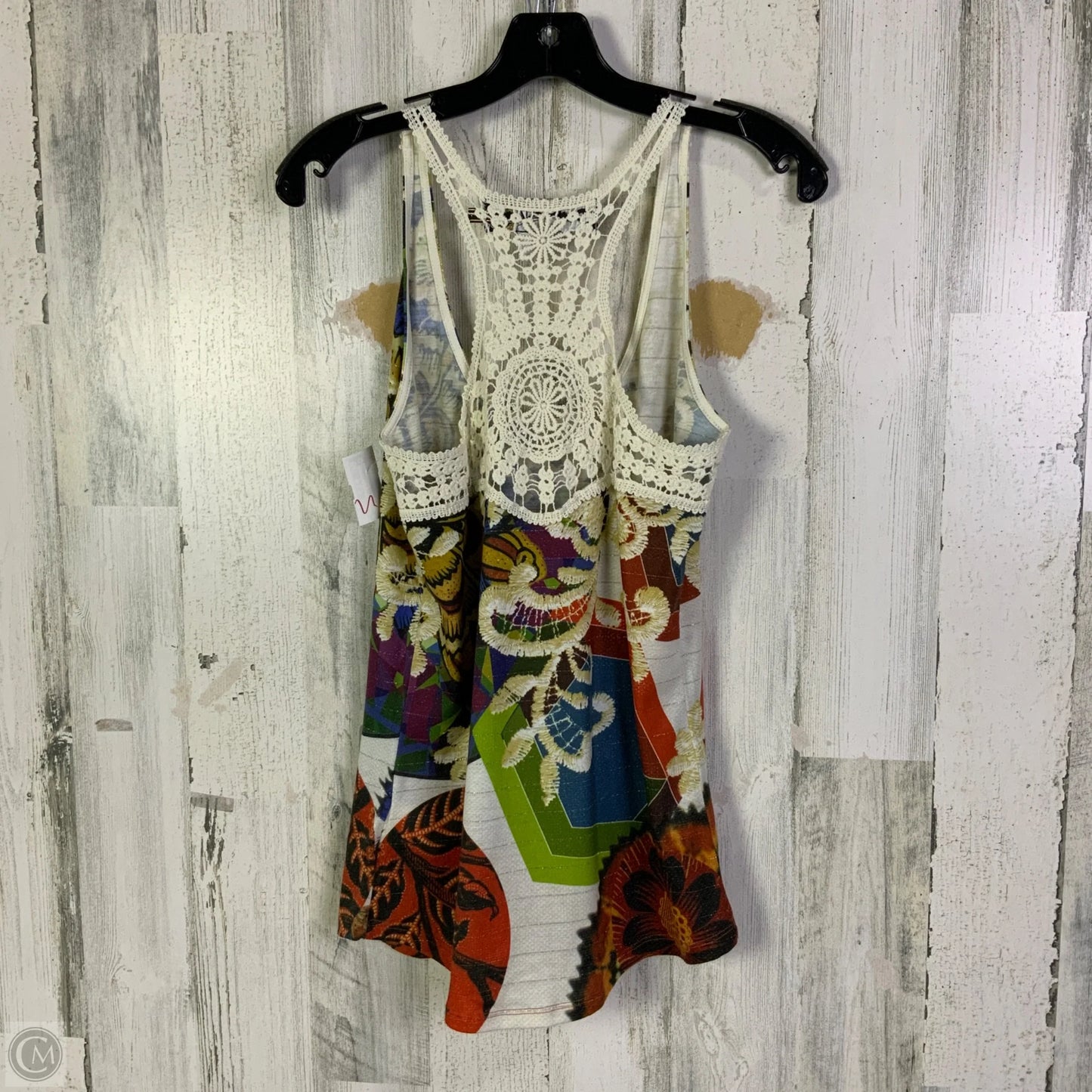 Top Sleeveless By Desigual In Orange & Yellow, Size: L