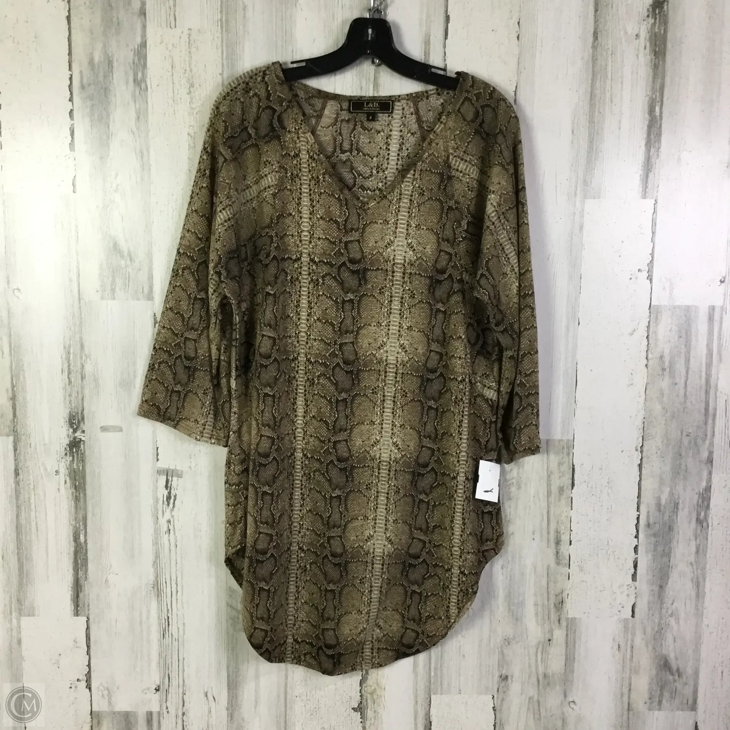 Tunic 3/4 Sleeve By Clothes Mentor In Snakeskin Print, Size: S