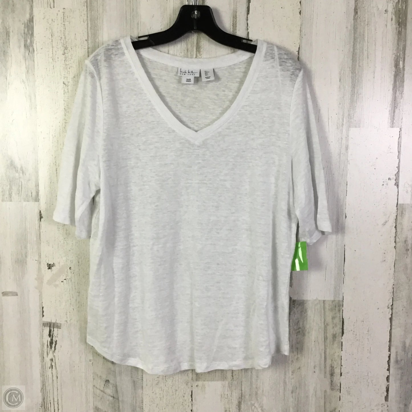 Top Short Sleeve Basic By Nicole Miller In White, Size: L