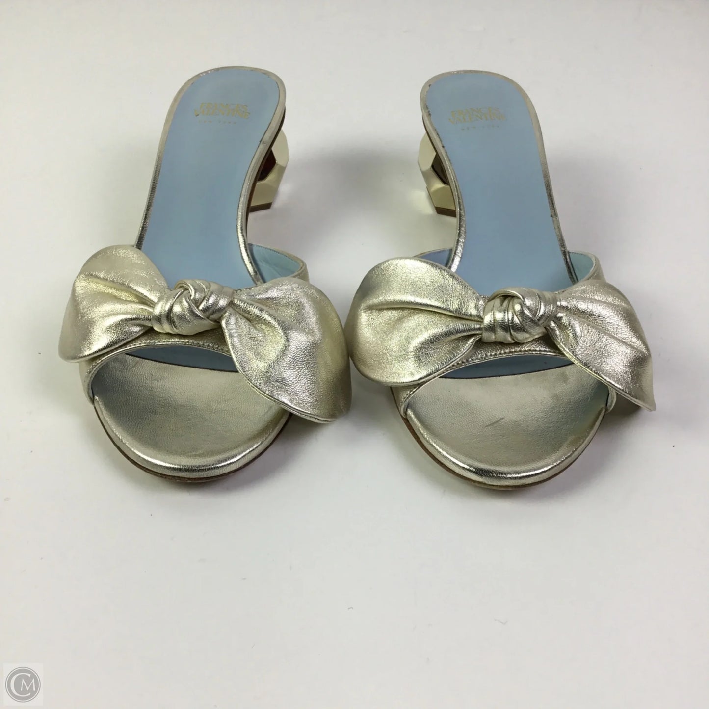 Sandals Heels Block By Cma In Gold, Size: 7