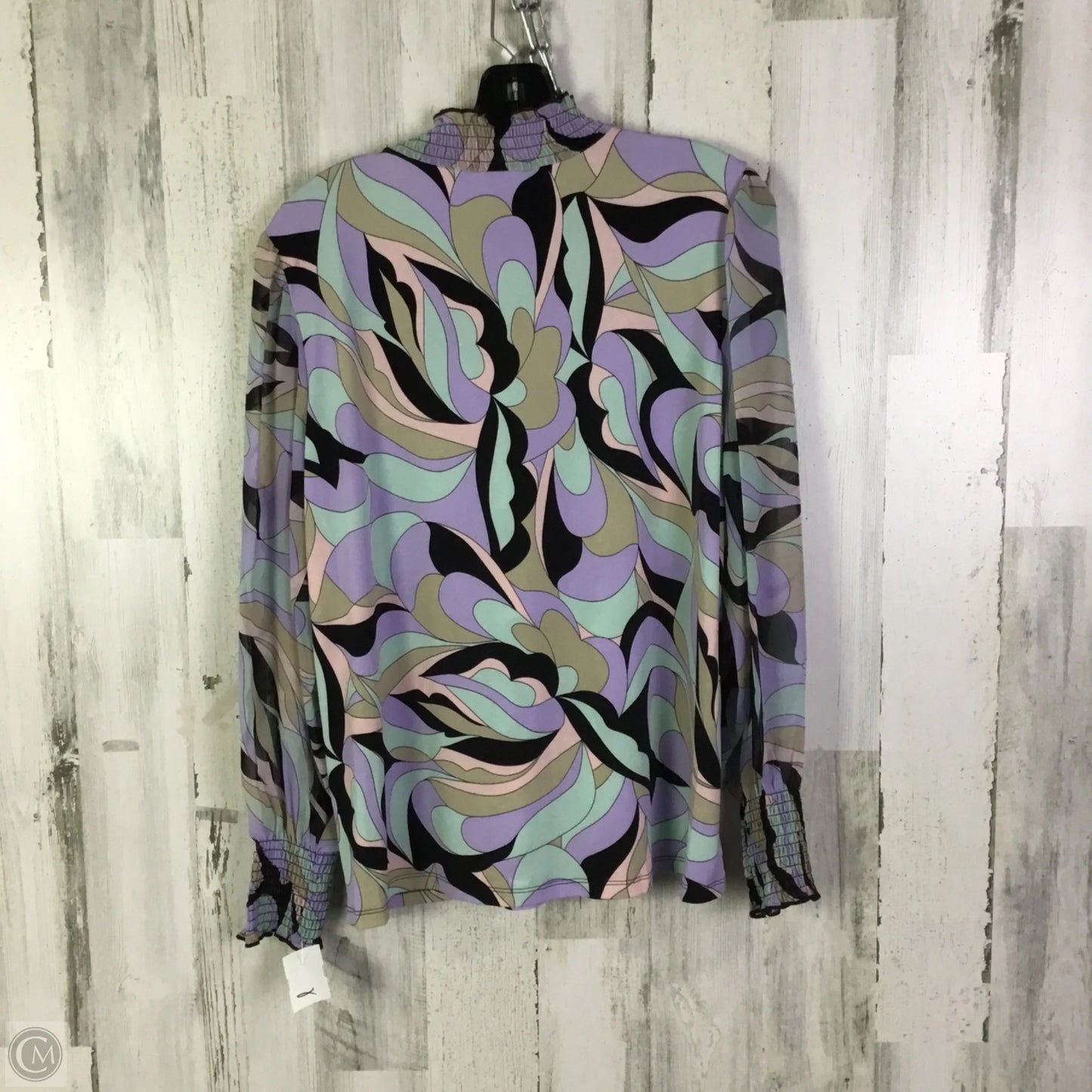 Blouse Long Sleeve By Calvin Klein In Green & Purple, Size: M