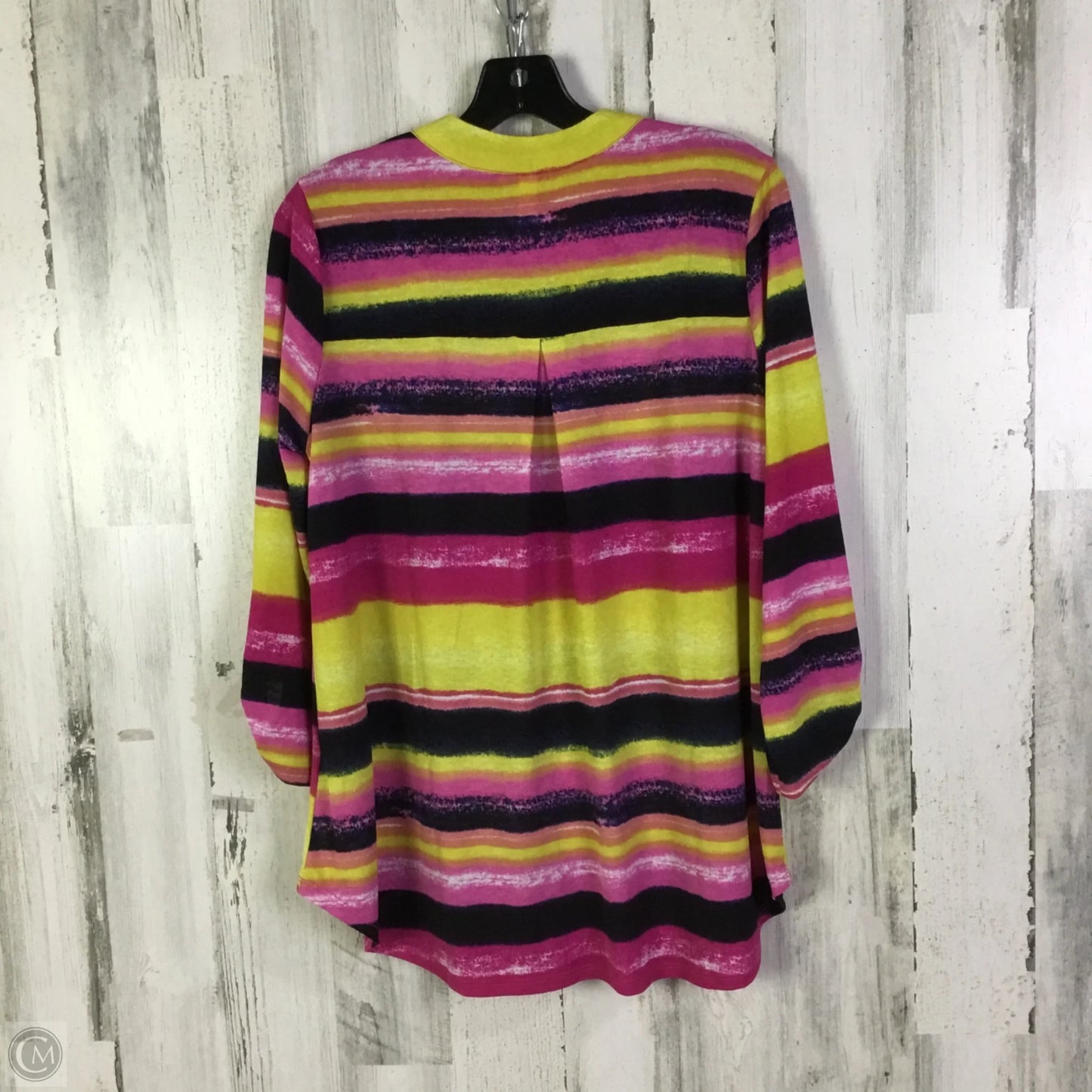 Top 3/4 Sleeve By Clothes Mentor In Pink & Yellow, Size: M