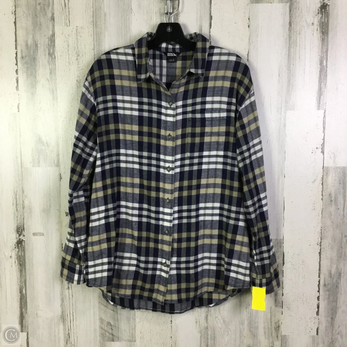 Top Long Sleeve By Eddie Bauer In Plaid Pattern, Size: S