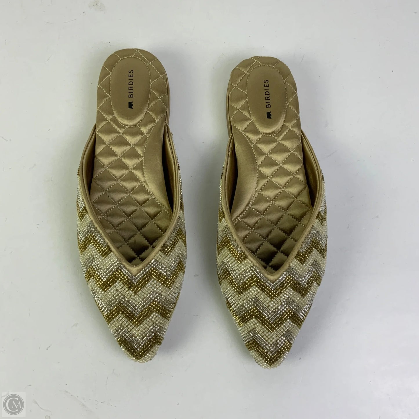 Shoes Flats By Birdies In Gold, Size: 8