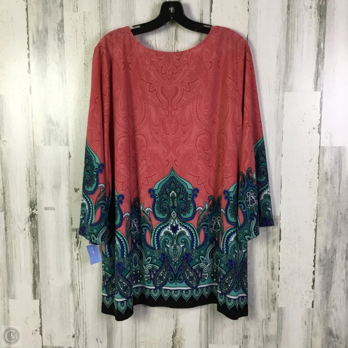 Top Long Sleeve By Investments In Blue & Pink, Size: 3x