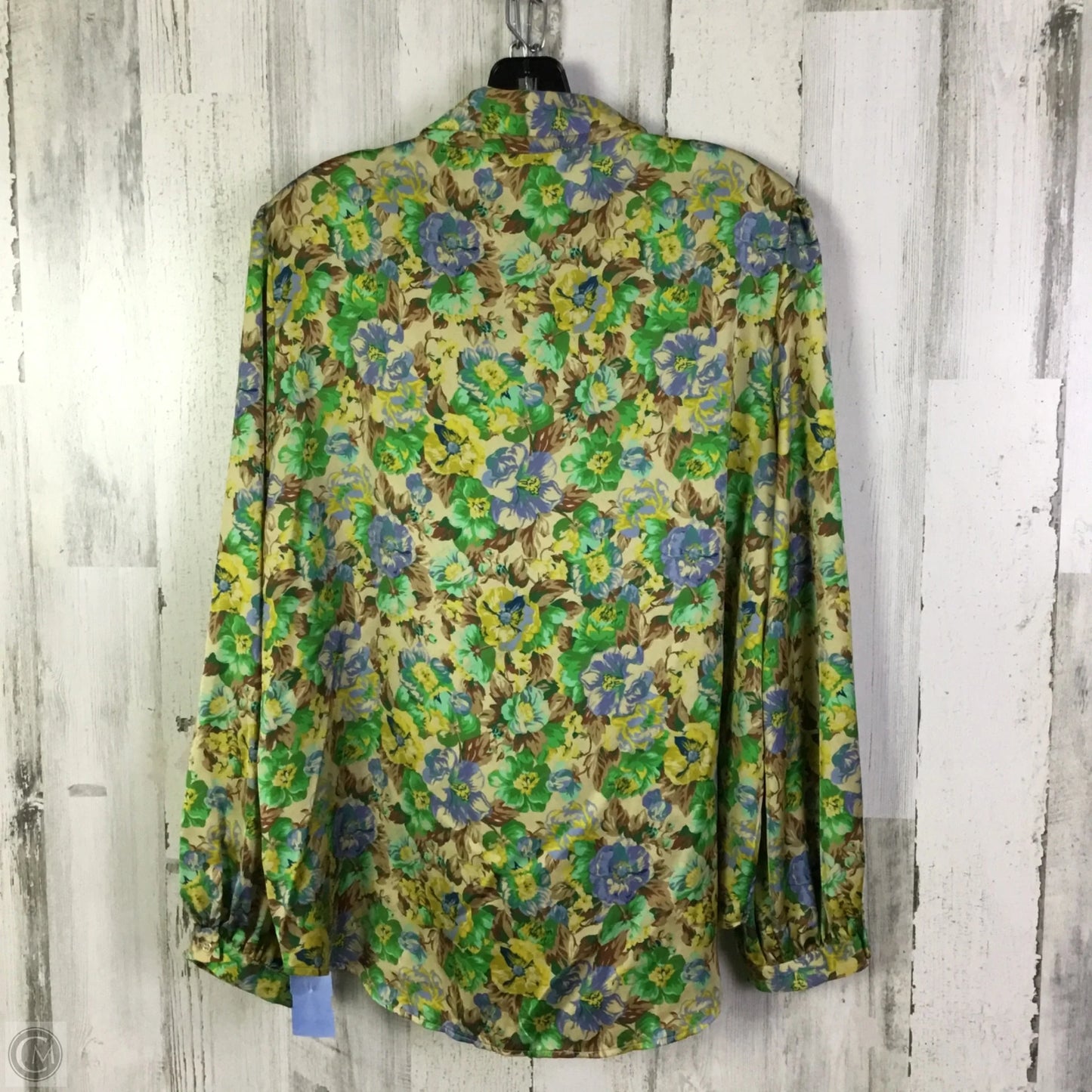 Blouse Long Sleeve By Zara In Green & Tan, Size: Xl