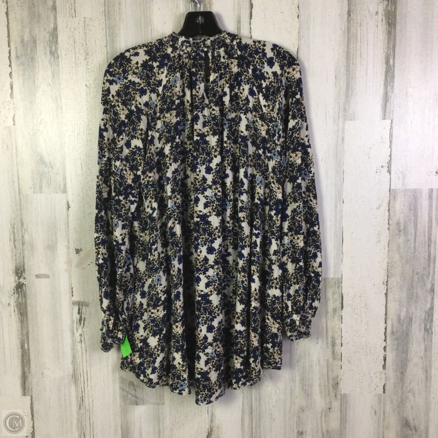 Tunic Long Sleeve By Free People In Blue & White, Size: M