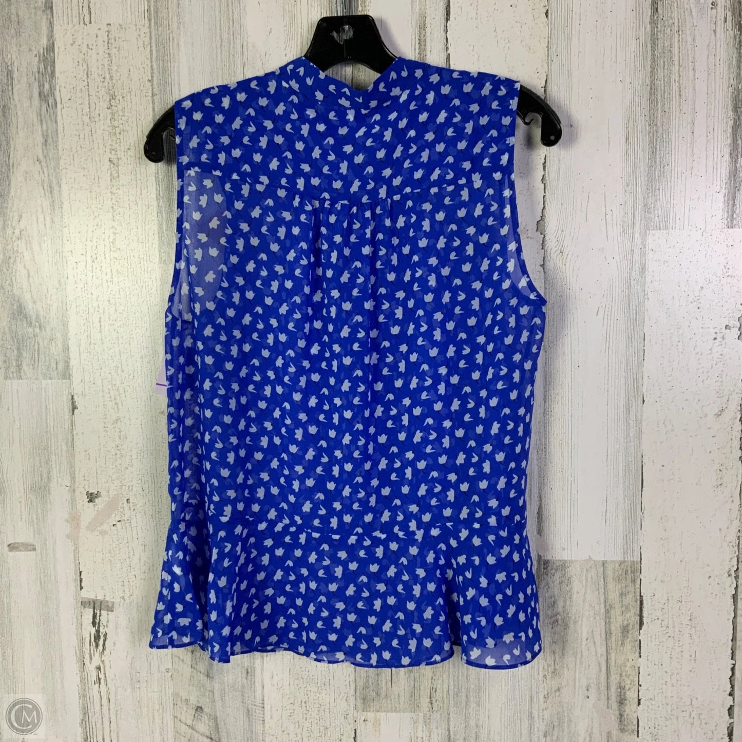 Blouse Sleeveless By Cabi In Blue & White, Size: S