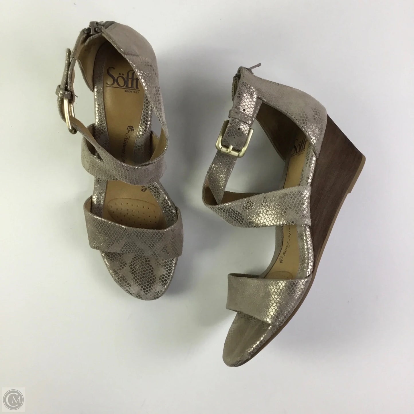Sandals Heels Wedge By Sofft In Taupe, Size: 8