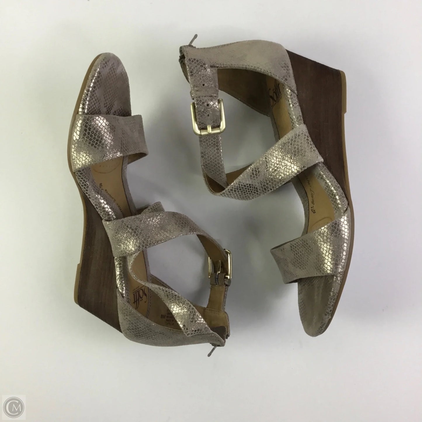 Sandals Heels Wedge By Sofft In Taupe, Size: 8