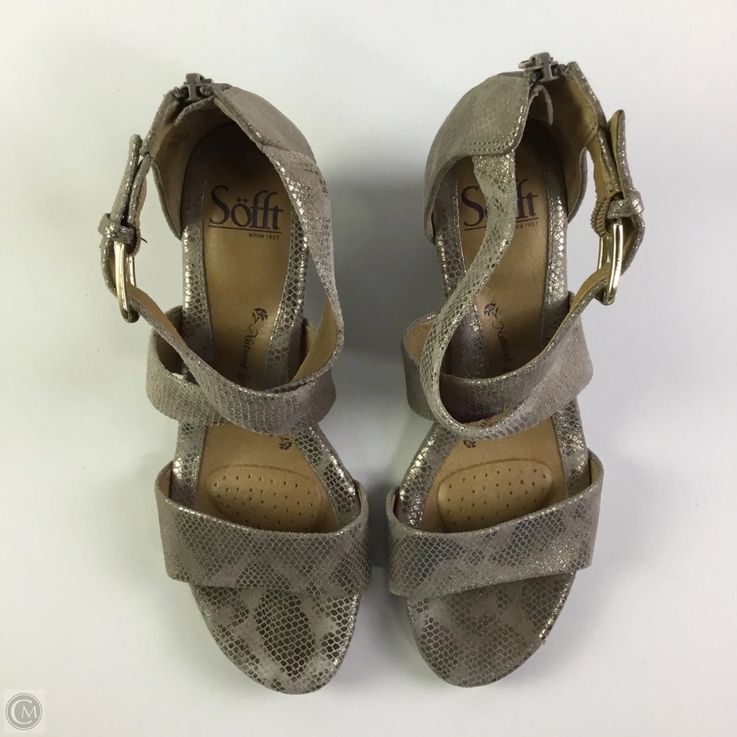 Sandals Heels Wedge By Sofft In Taupe, Size: 8