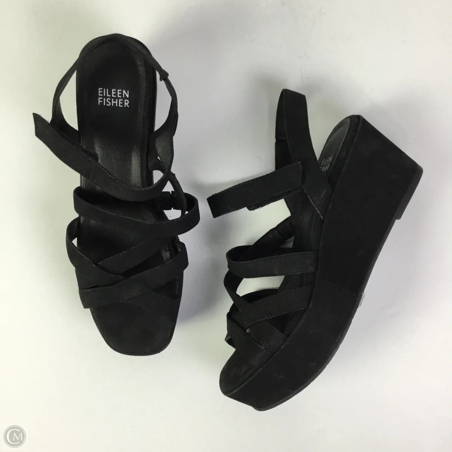 Sandals Heels Platform By Eileen Fisher In Black, Size: 8