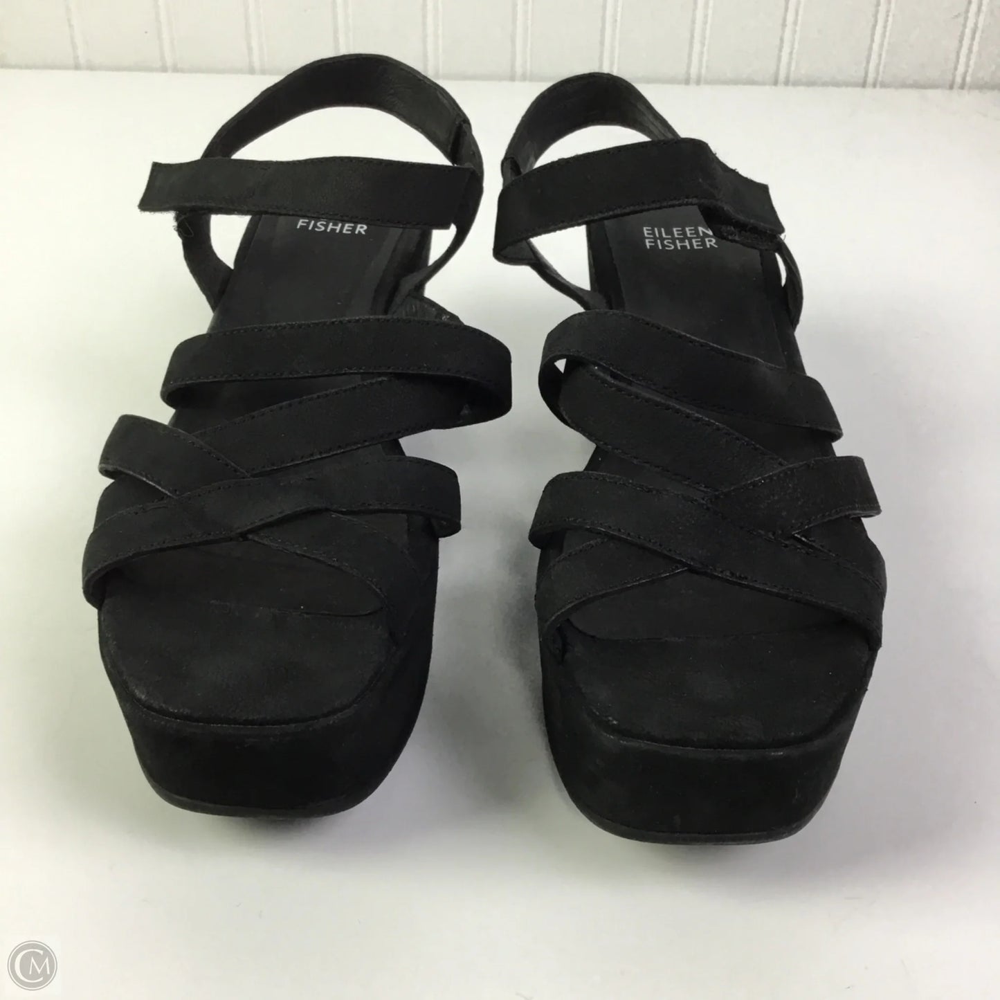 Sandals Heels Platform By Eileen Fisher In Black, Size: 8