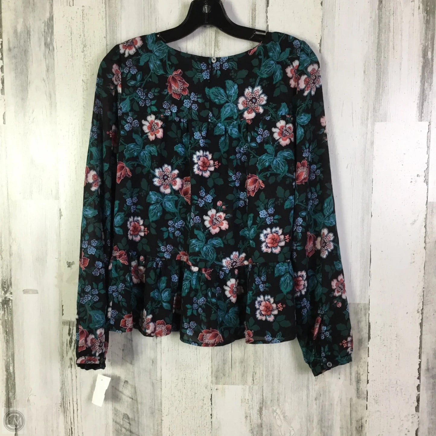 Top Long Sleeve By Loft In Black & Green, Size: S