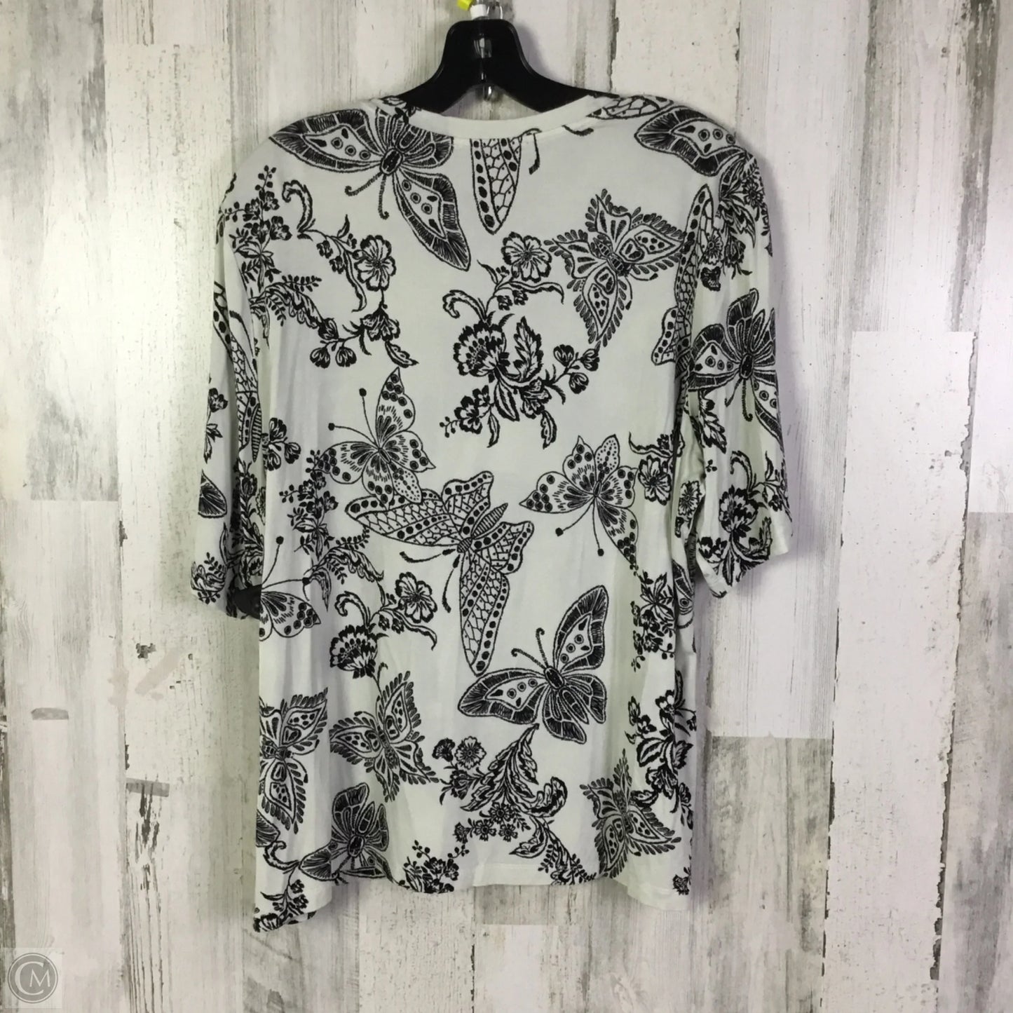 Top Short Sleeve Basic By Johnny Was In Black & Grey, Size: Xxl