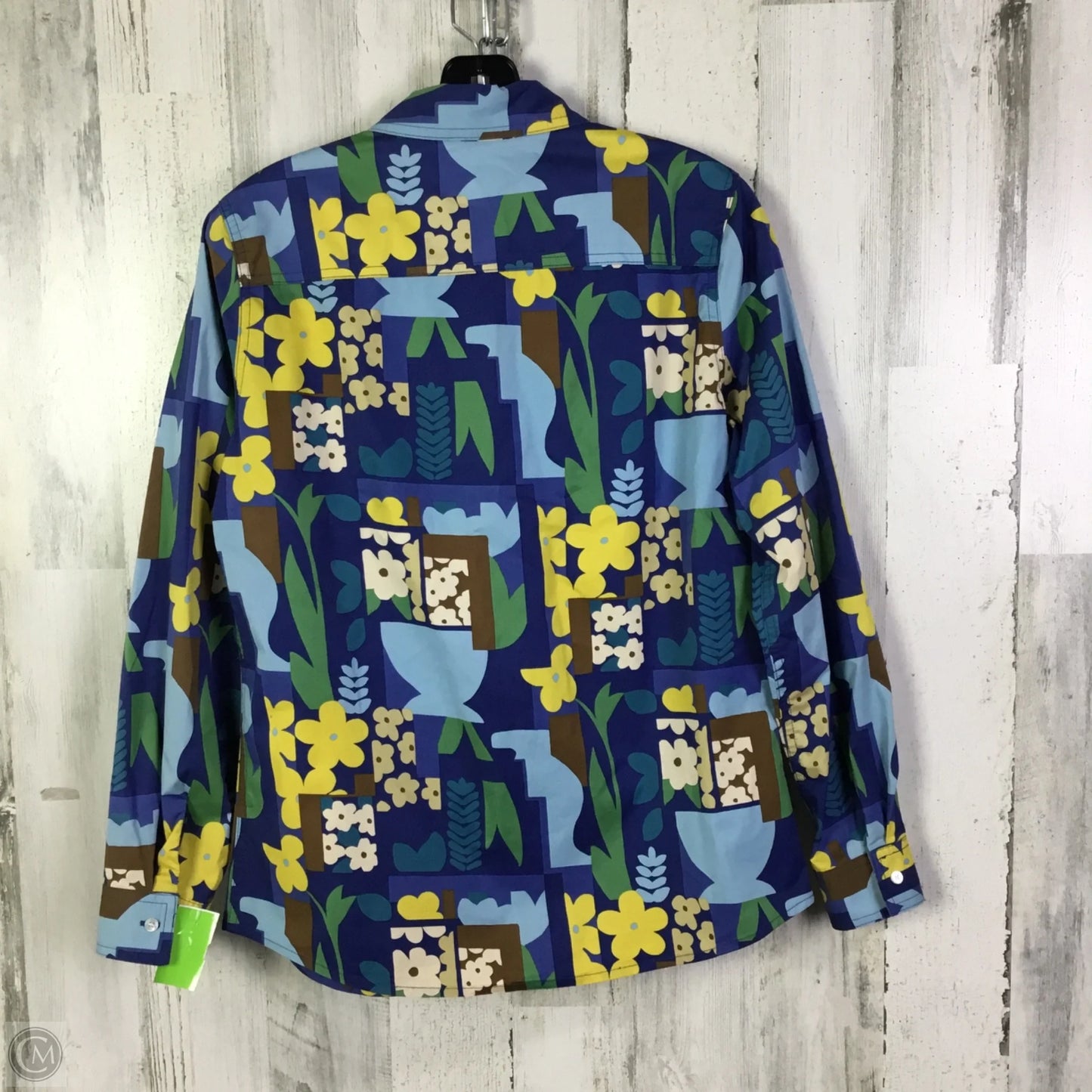 Blouse Long Sleeve By J Mclaughlin In Blue & Yellow, Size: S