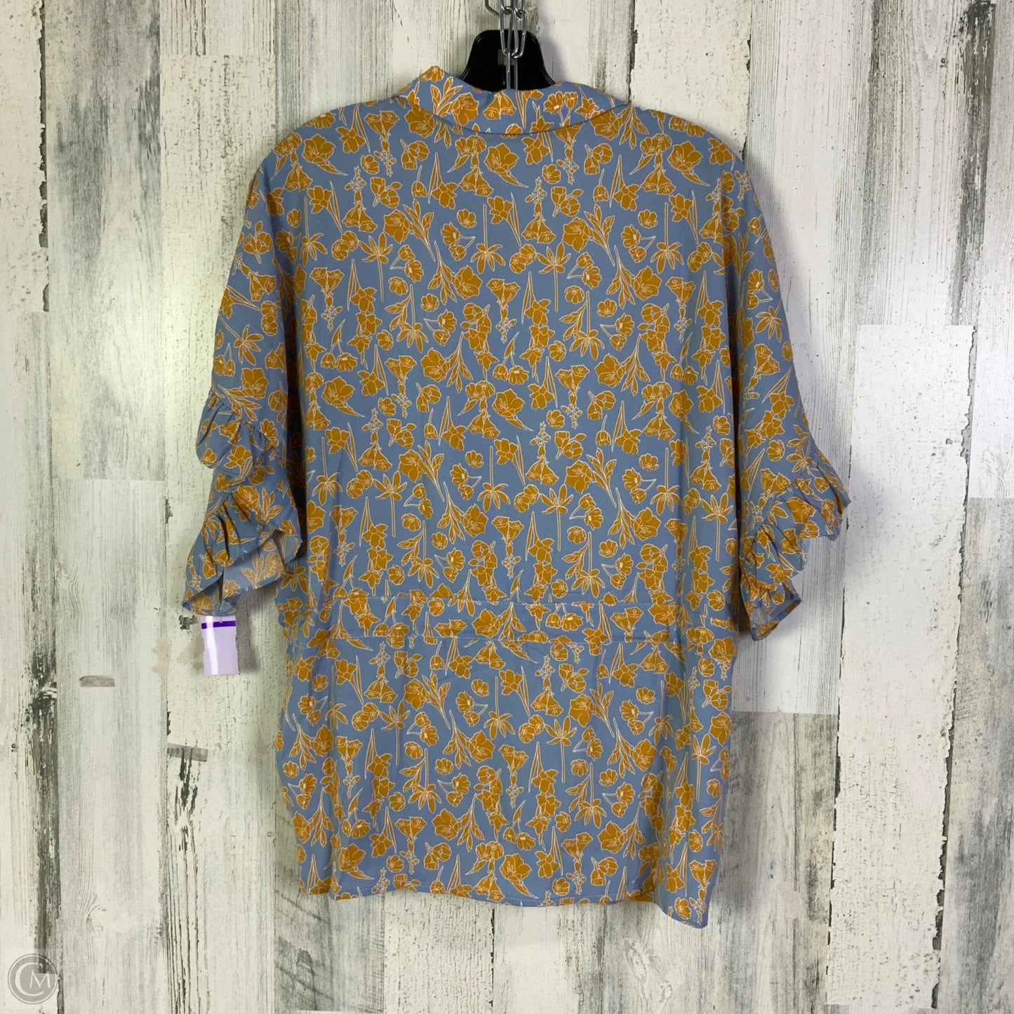 Blouse Short Sleeve By Bishop + Young In Blue & Yellow, Size: M
