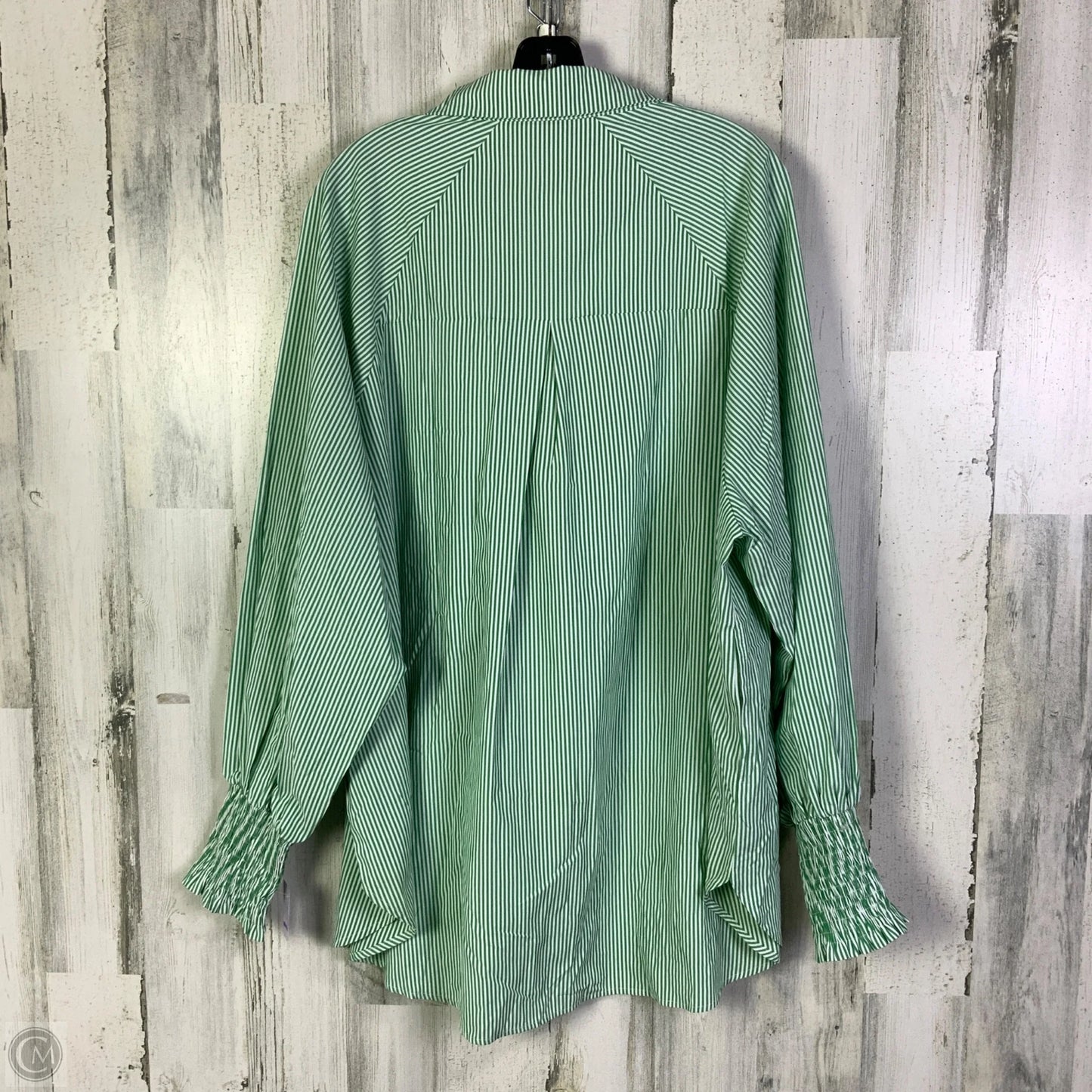 Top 3/4 Sleeve By Clothes Mentor In Green & White, Size: 3x