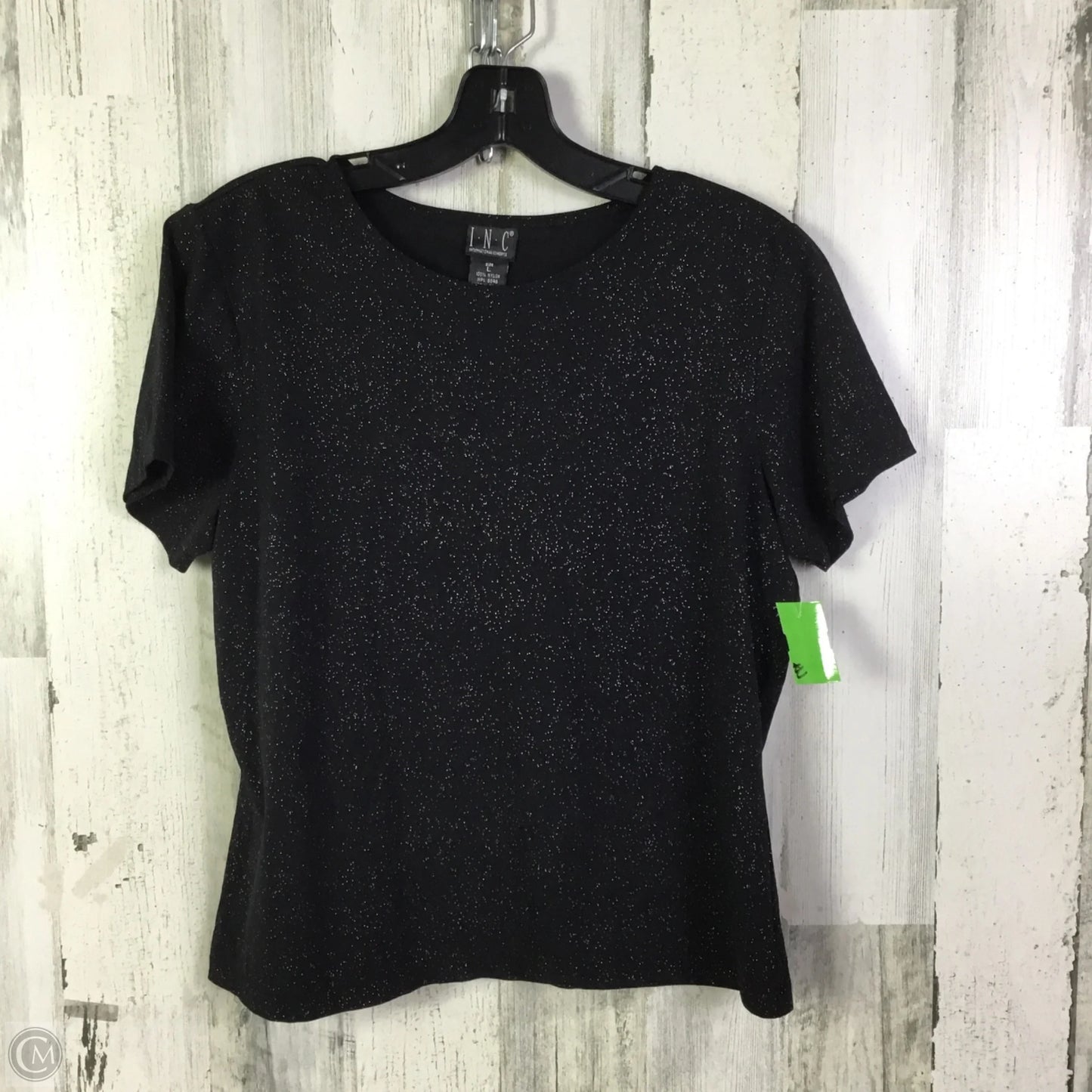 Top Short Sleeve By Inc In Black, Size: L