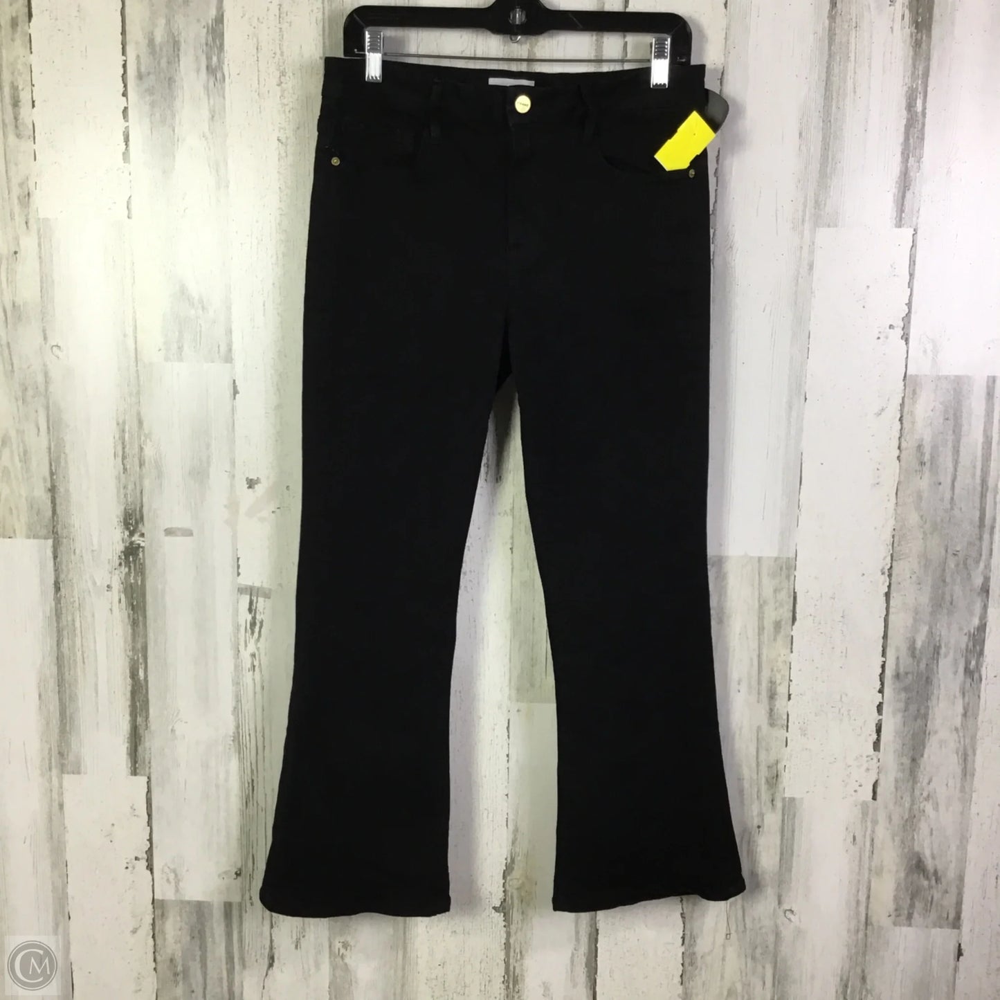 Jeans Flared By Frame In Black Denim, Size: 10