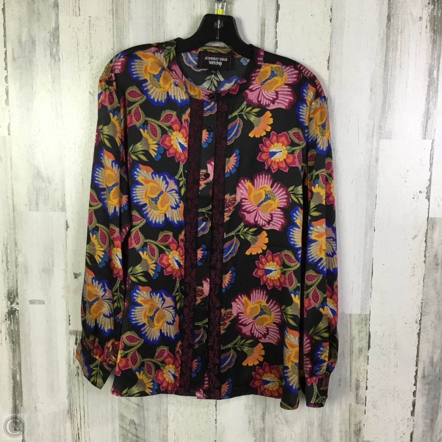 Blouse Long Sleeve By Johnny Was In Black, Size: M