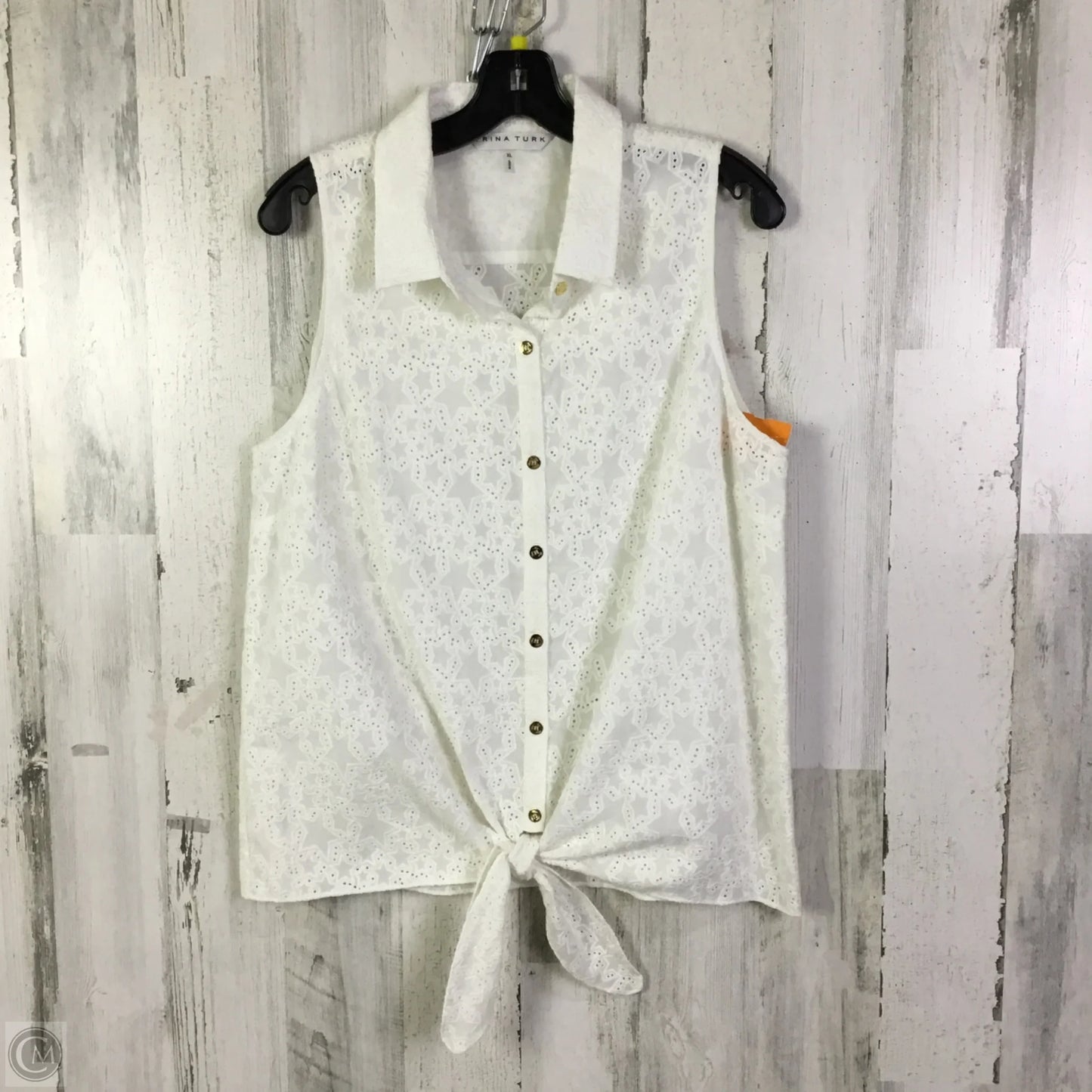 Top Short Sleeve By Trina Turk In White, Size: Xl