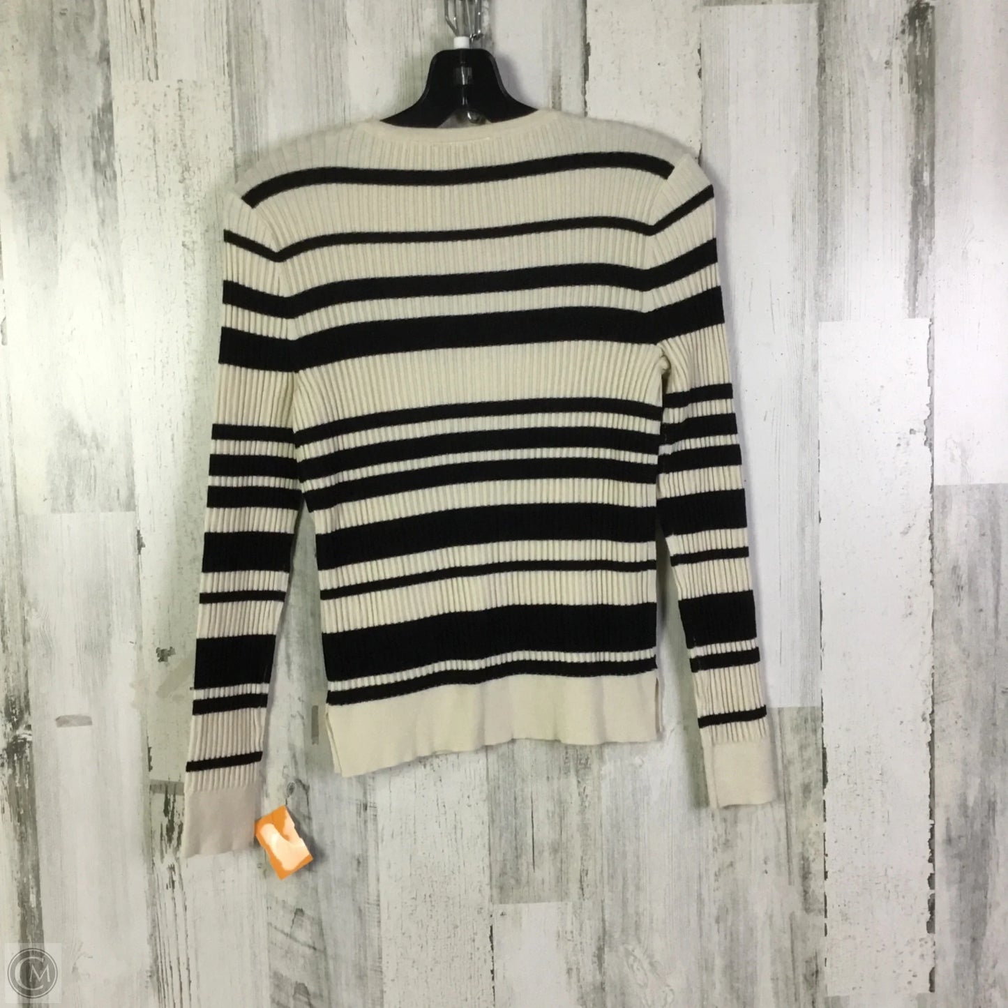 Sweater Cardigan By Loft In Black & Cream, Size: S