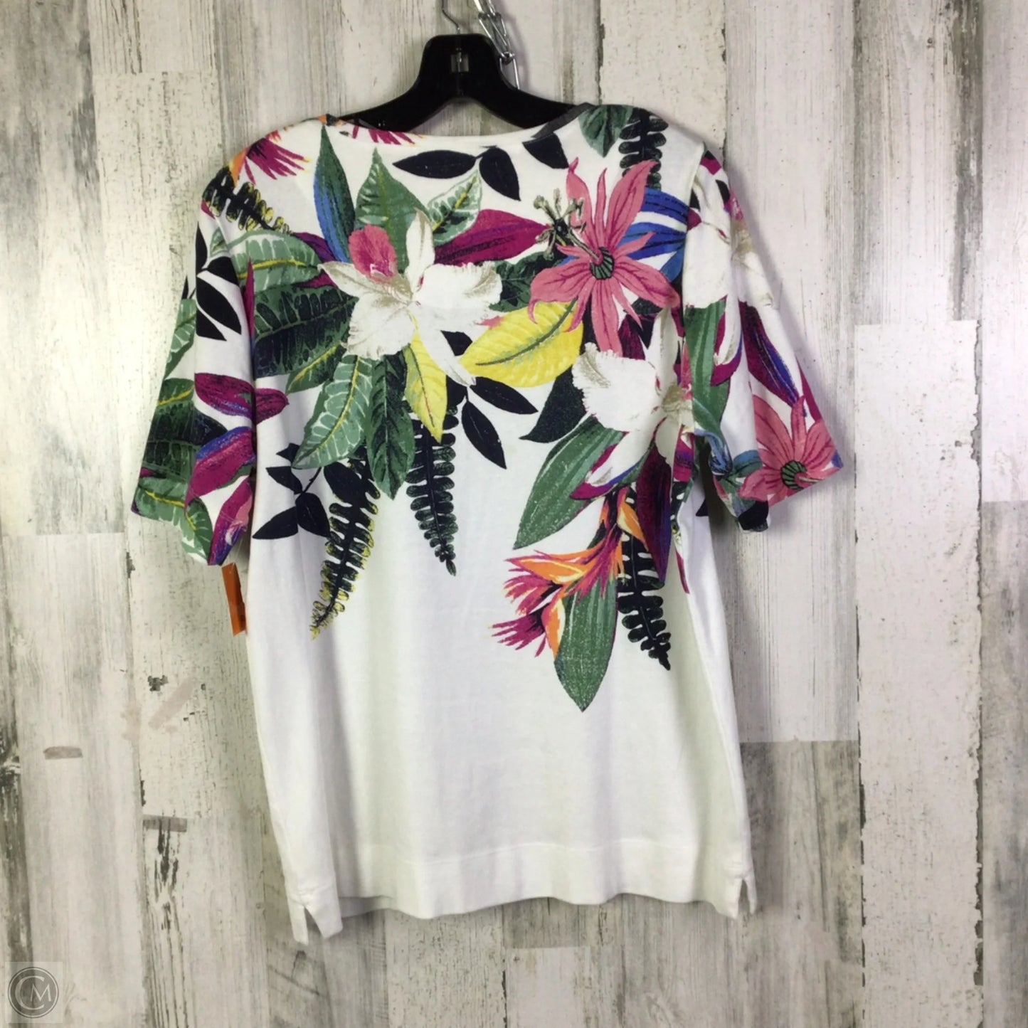 Top Short Sleeve Basic By Chicos In White, Size: L