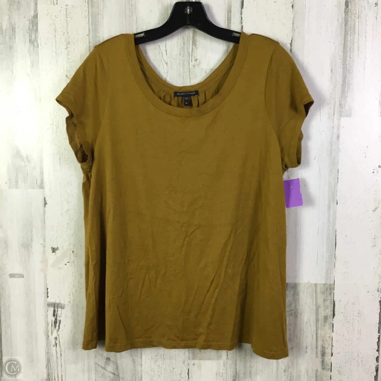 Top Short Sleeve Basic By Eileen Fisher In Yellow, Size: Xl