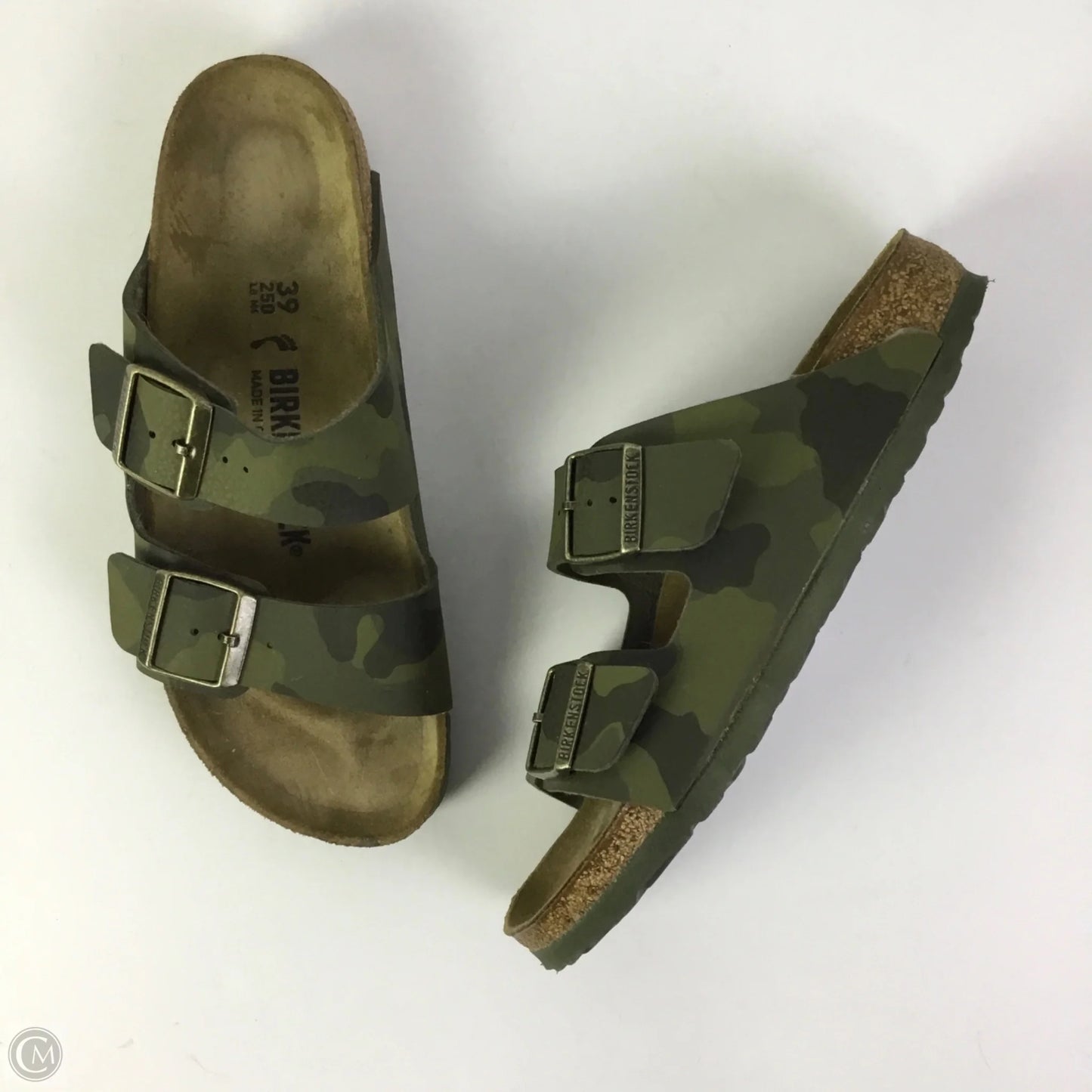 Sandals Flats By Birkenstock In Camouflage Print, Size: 8