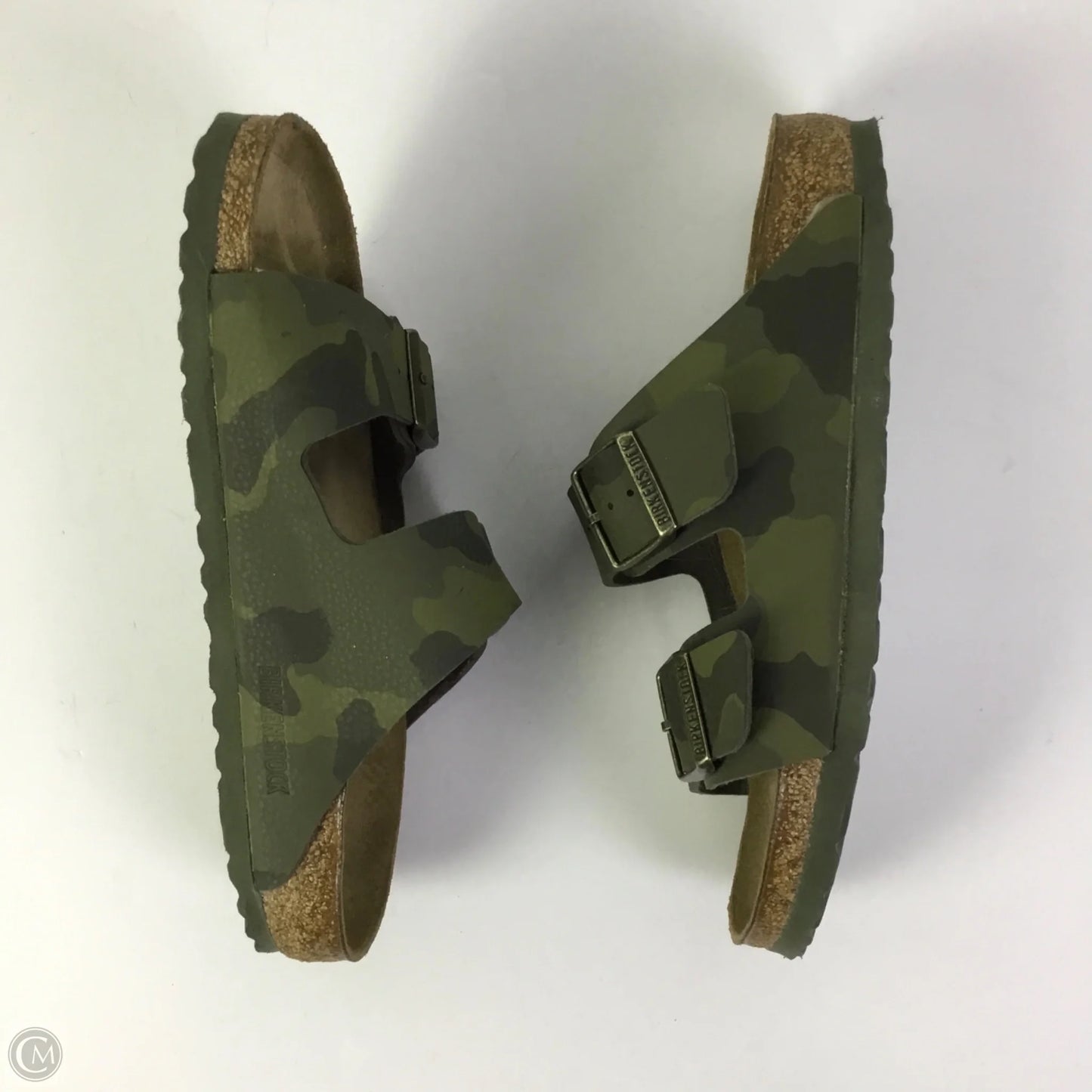 Sandals Flats By Birkenstock In Camouflage Print, Size: 8