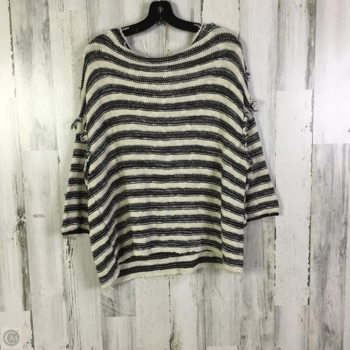 Sweater Short Sleeve By Free People In Black & Cream, Size: M
