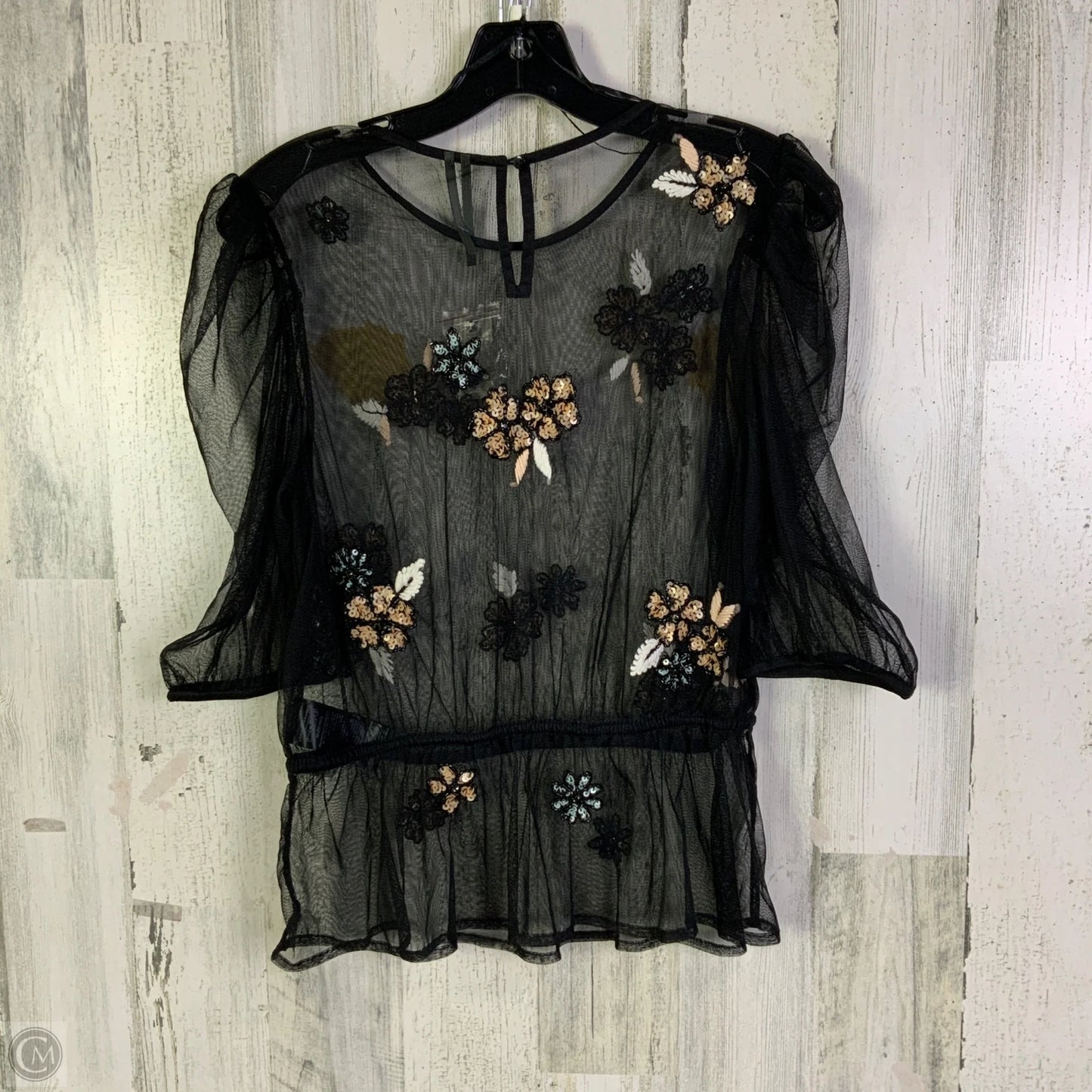 Top Short Sleeve By Anthropologie In Black, Size: S