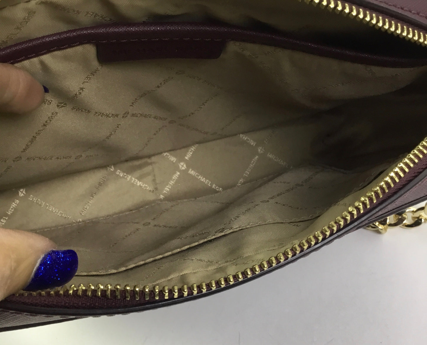 Crossbody Designer By Michael Kors In Purple, Size:Small