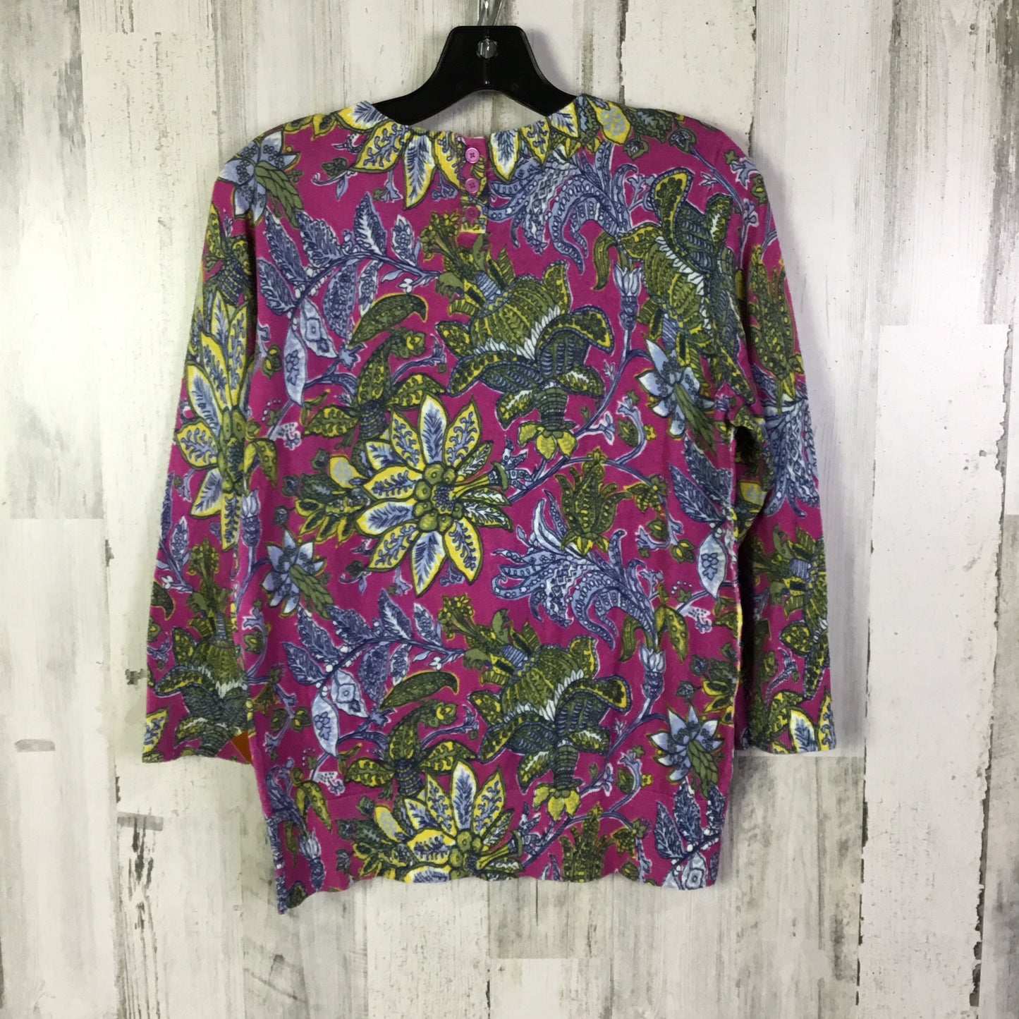 Top 3/4 Sleeve By Talbots In Pink & Yellow, Size:M