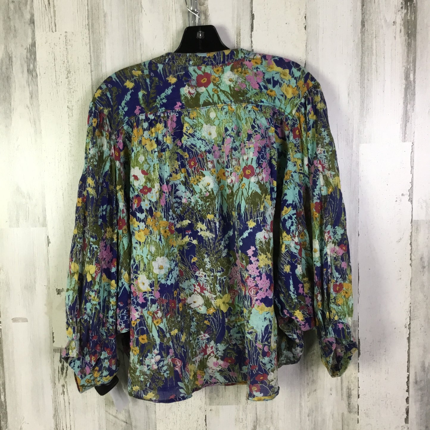 Blouse Ls By Pilcro In Blue & Green, Size:S