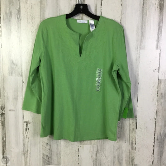 Top 3/4 Sleeve Basic By Liz Wear In Green, Size: Xl