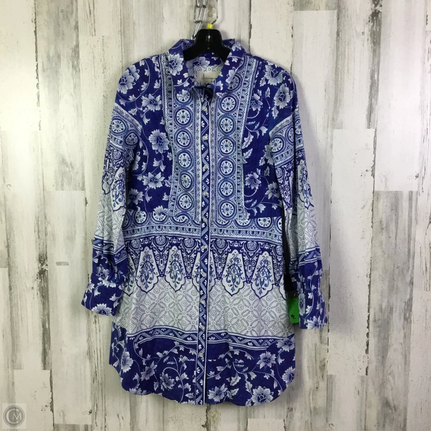 Dress Casual Short By Anthropologie In Blue & White, Size: M