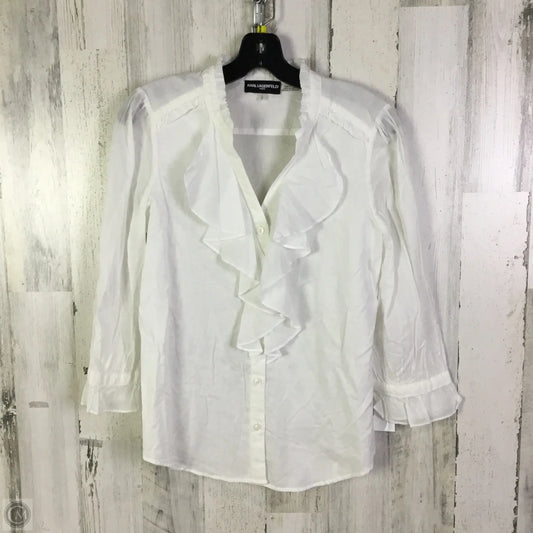 Blouse Designer By Karl Lagerfeld In White, Size: S