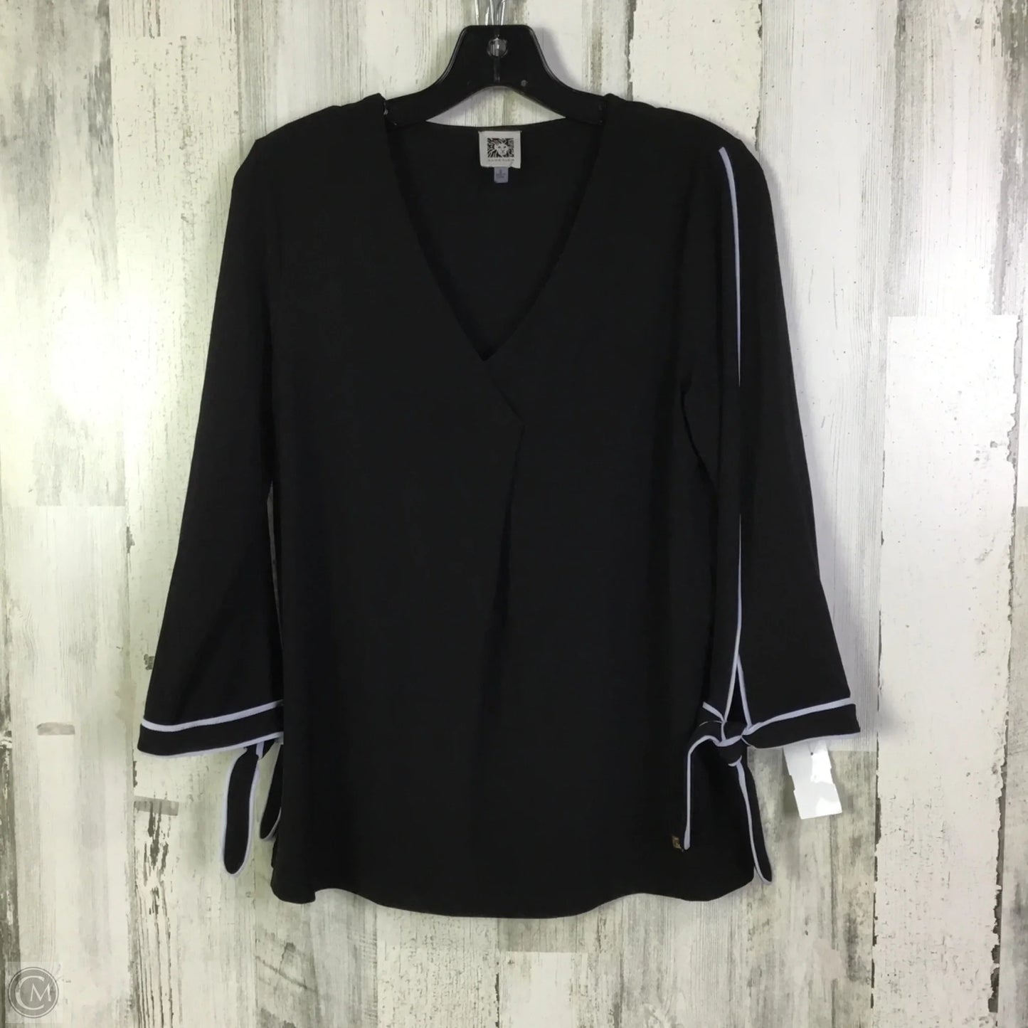 Blouse 3/4 Sleeve By Anne Klein In Black, Size: S